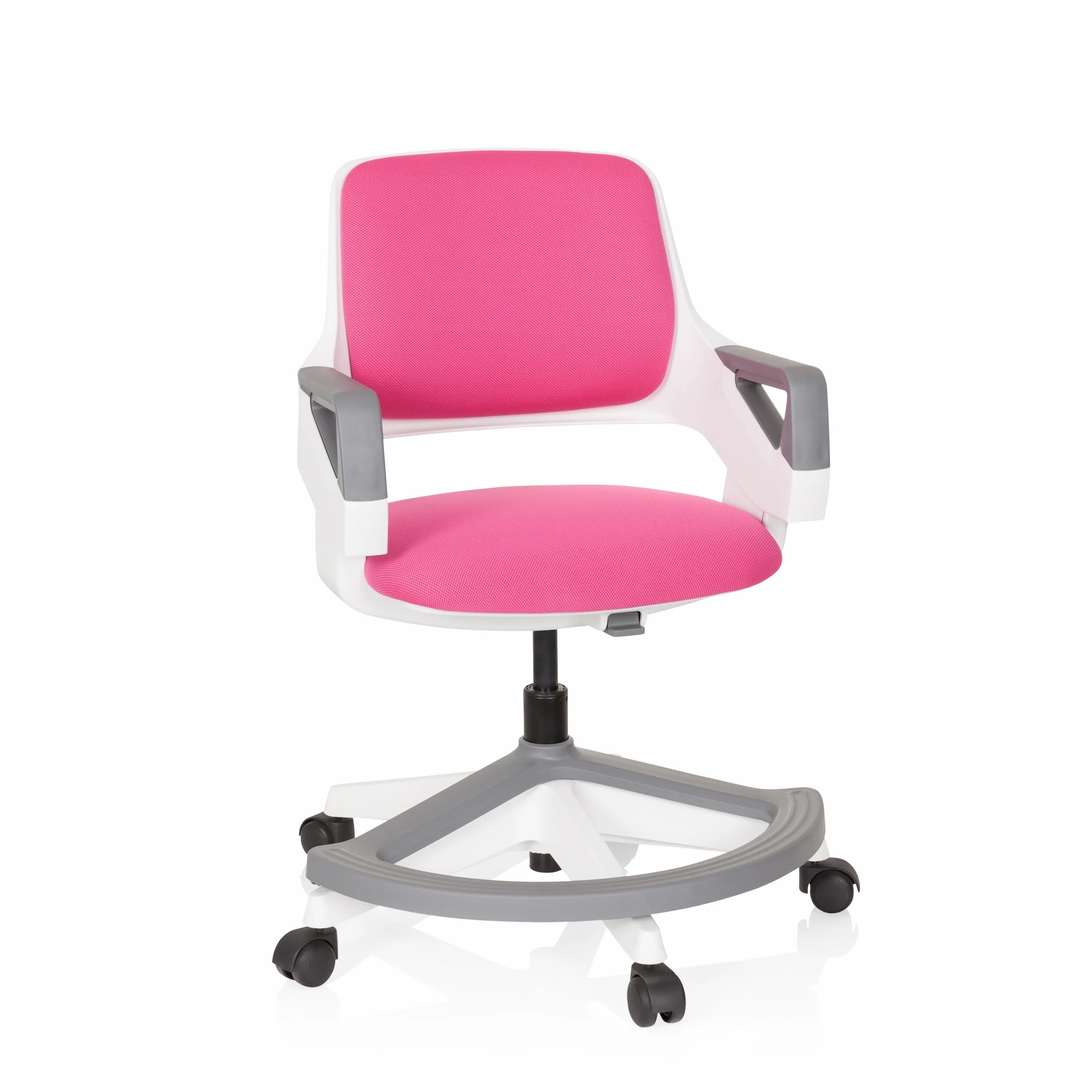 hjh OFFICE 640480 Silla giratoria para niños Kid Flex Tela Rosa, Silla giratoria, reposapiés y Respaldo Regulable