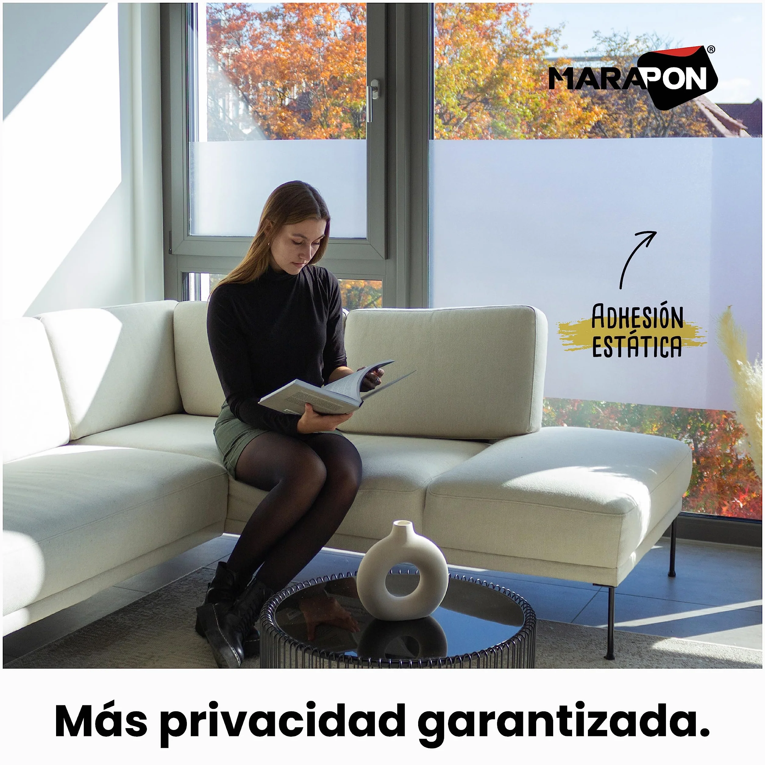 MARAPON Vinilo Opaco para Ventanas 0,90x2 m Adhesión Estática Sin Pegamento Protección UV