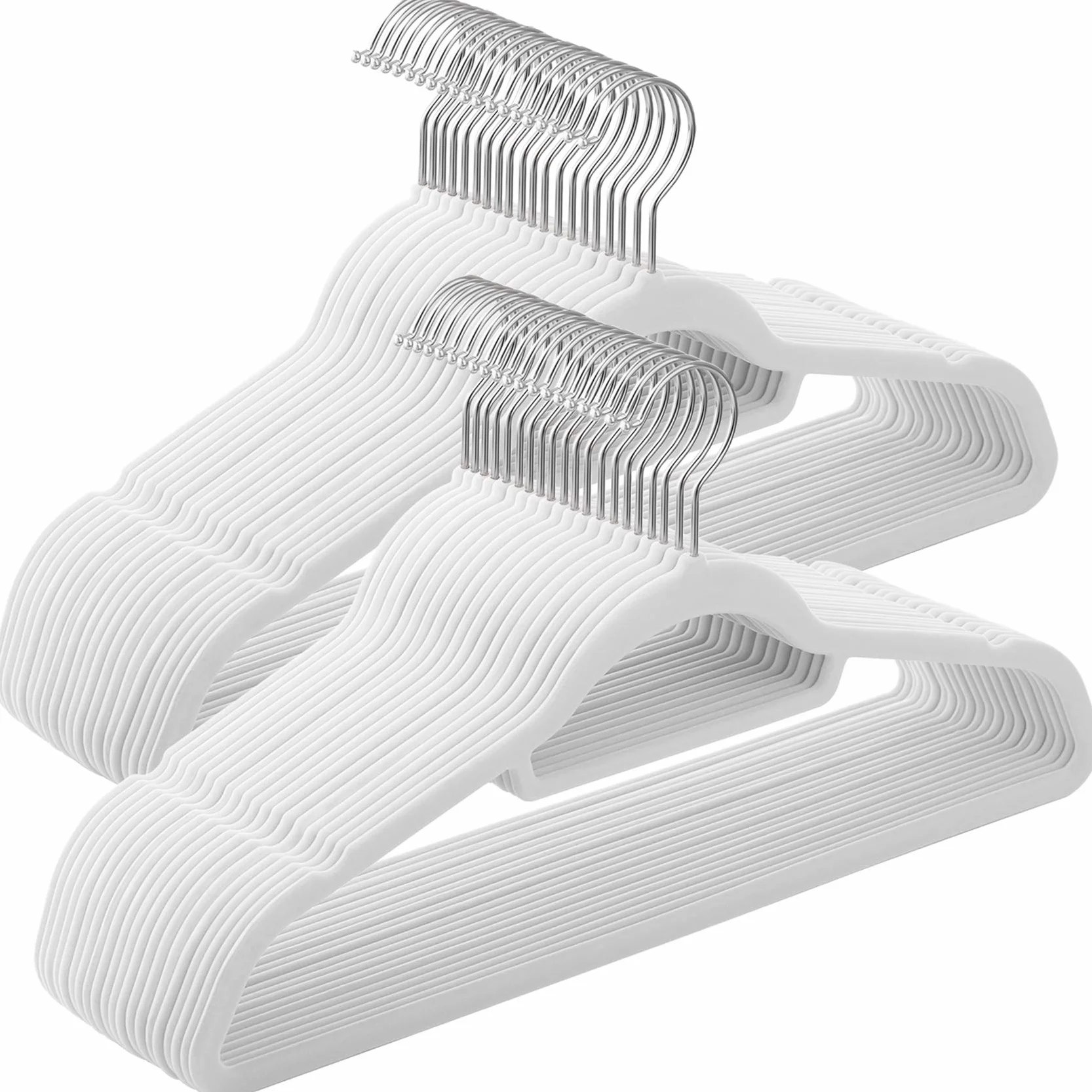 SONGMICS Perchas de Terciopelo Antideslizantes Juego 50 Negro Plata 43.5 cm CRF020W02