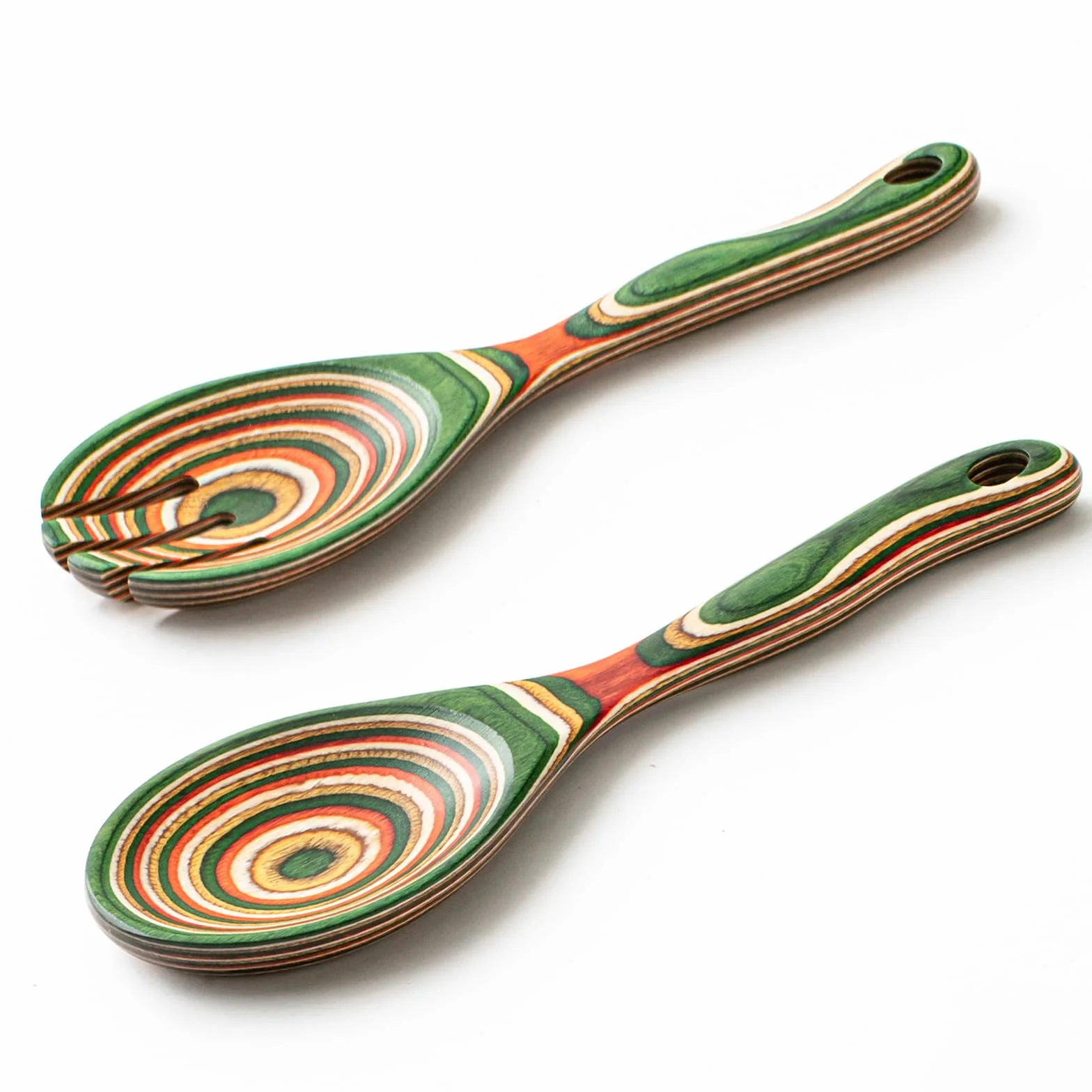Gudamaye Pakkawood - Juego de servidor de ensalada de madera, pinzas de ensalada de 10.5 pulgadas para servir, incluyendo tenedor y cuchara de ensalada, juego de servidor de ensalada de mango largo