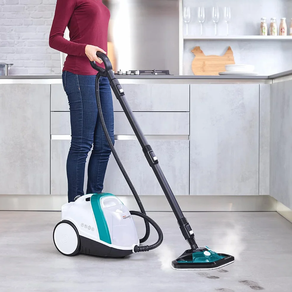 Polti Vaporetto Smart 100 T Steam Cleaner, 4 Bar High Pressure Boiler, 1500 W, 8 Akcesoriów, Biały Turkusowy