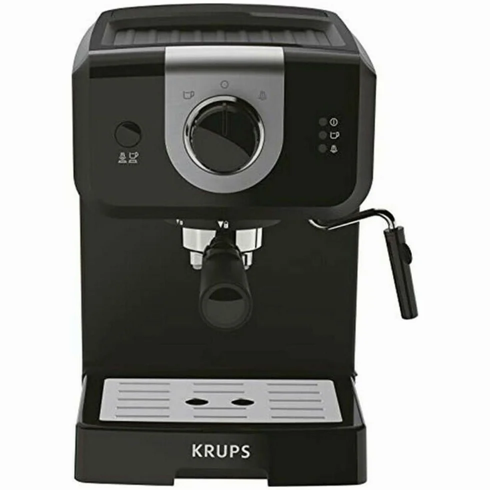 Krups Espresso Pump, cafetera espresso de 15 bares, calentador de taza y capacidad para dos tazas simultáneas, Incluye cuchara medidora y compactador, XP3208