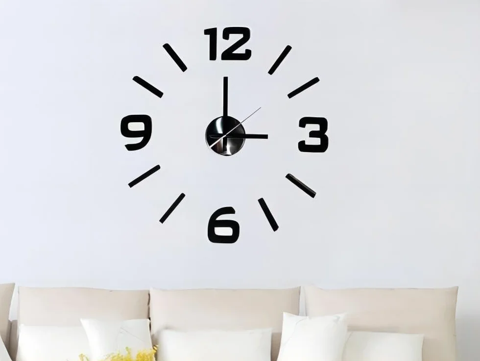 Vococal Reloj de pared números adhesivos negro DIY