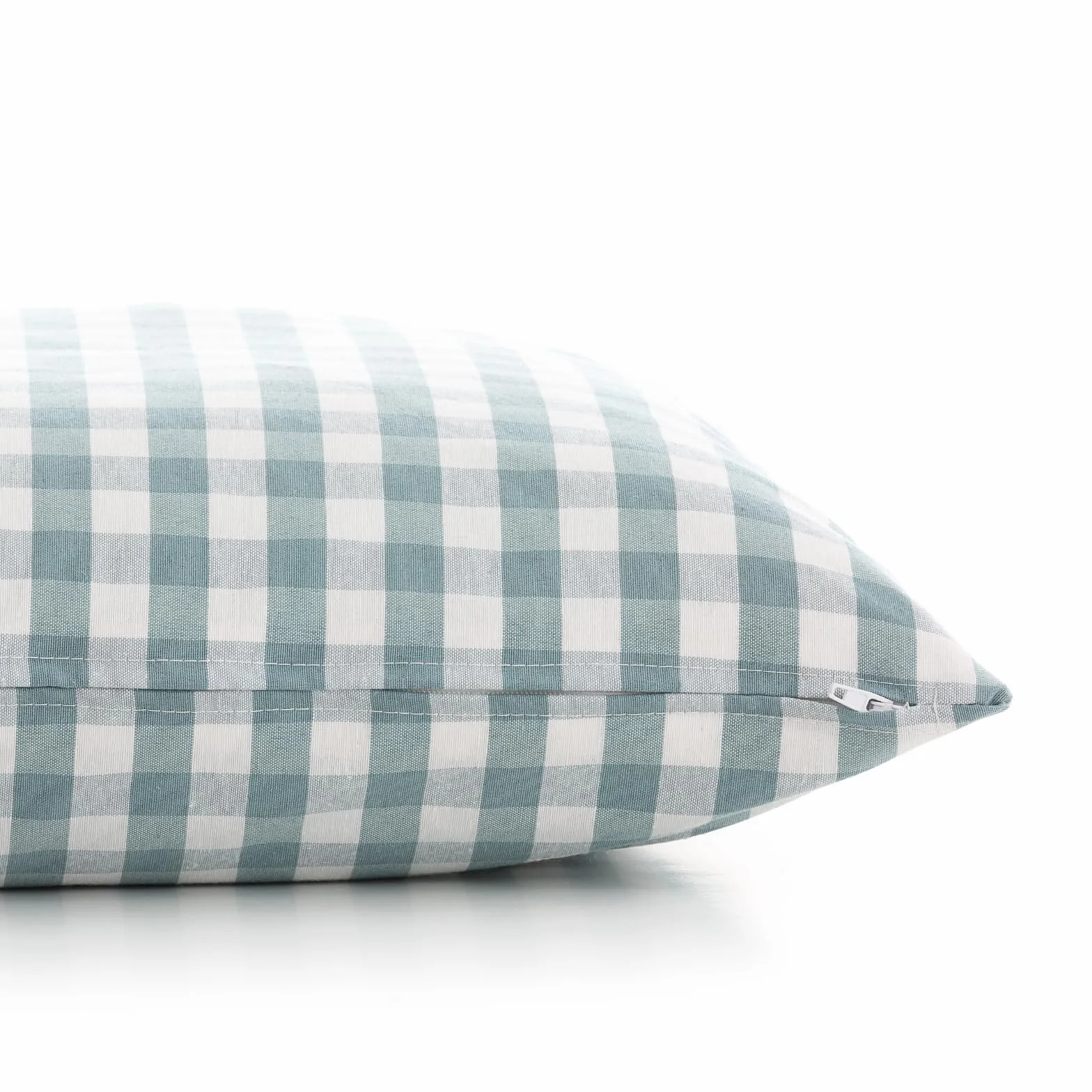 Funda Cojín Vichy a Cuadros 45x45 Algodón Cremallera Transpirable Suave Color Agua