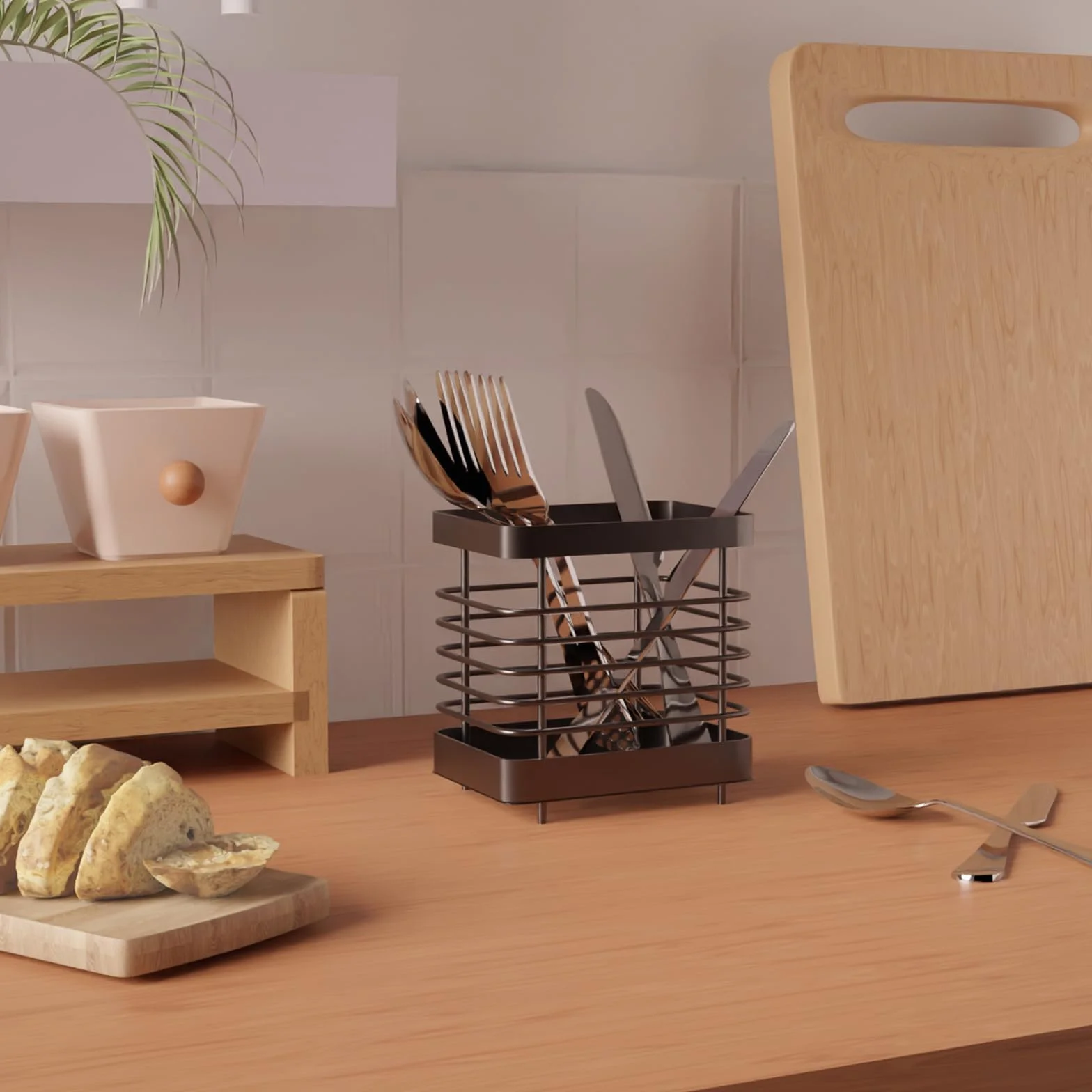 Escurridor Cubiertos Acero Inoxidable Soporte Utensilios Cocina Negro