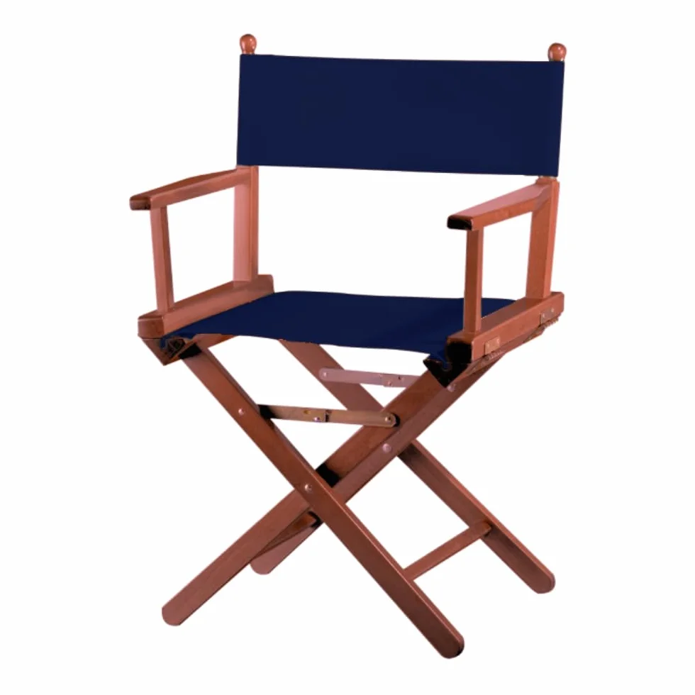 ZStyle Silla de director plegable de madera, 90 cm de altura, 54 cm de ancho, 48 cm de profundidad, color negro (palo caoba - tela azul)