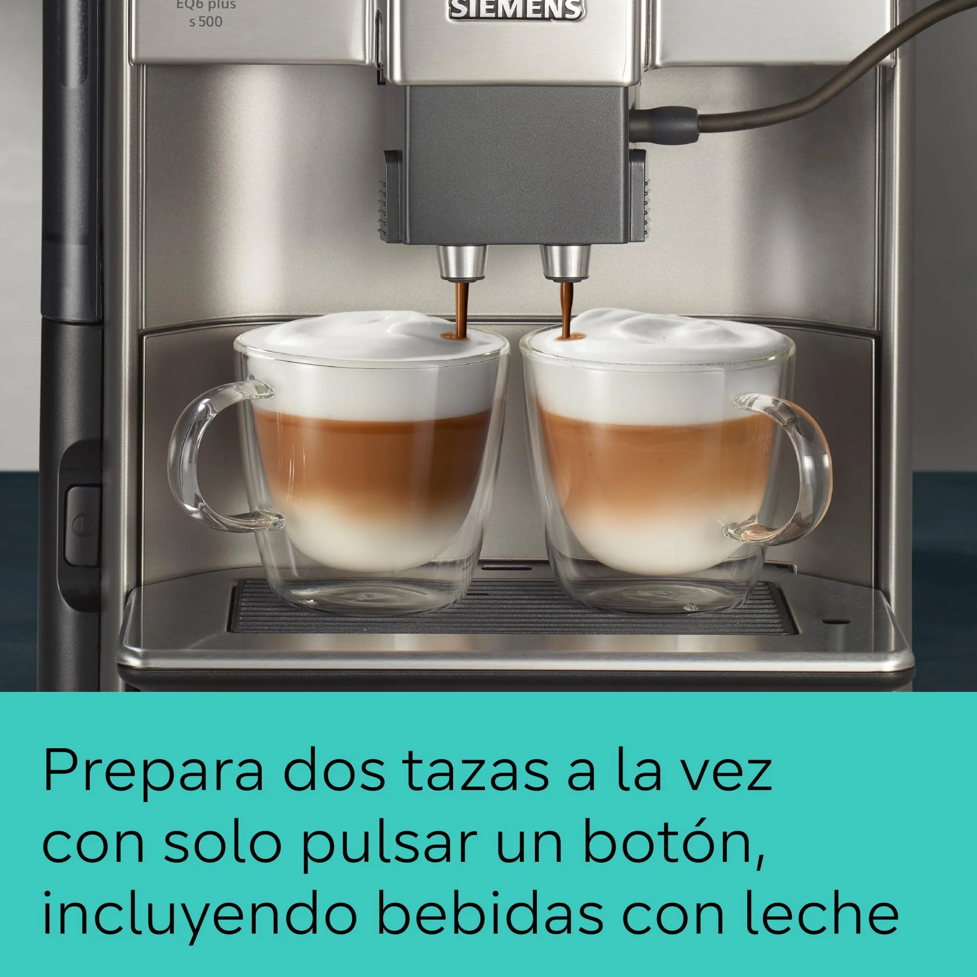 Siemens - Cafetera automática, sistema de leche, 12 bebidas, limpieza automática del depósito de leche, molinillo cerámico, pantalla táctil grande, EQ6 plus s500, TE655203RW