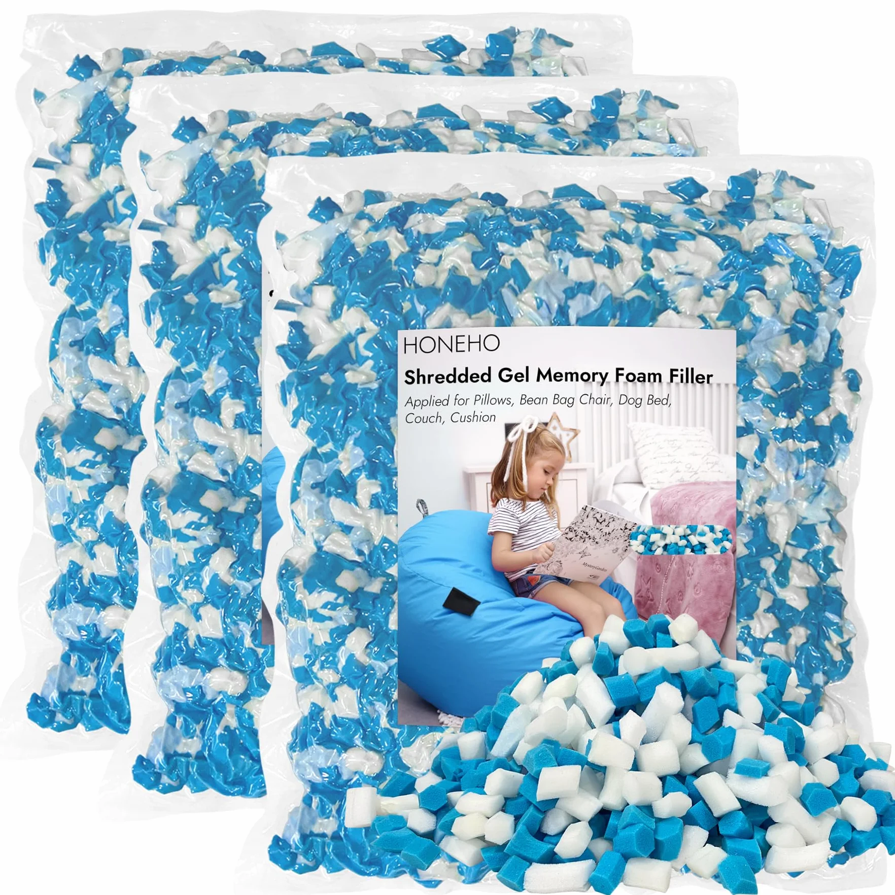 Relleno de espuma viscoelástica de gel triturado de 6,6 kg, relleno cómodo y suave, relleno de espuma viscoelástica para almohada refrescante, puf, animal de peluche, cama de perro, cojín de