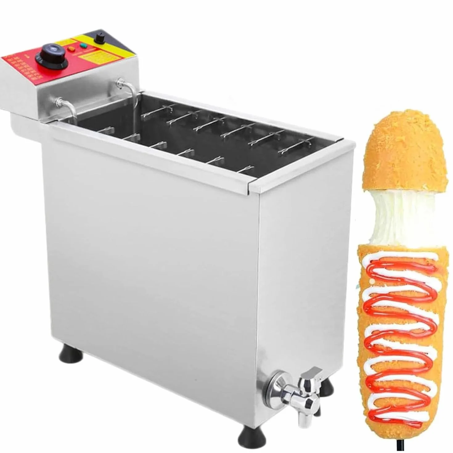 Máquina Perritos Calientes Freidora 25 Litros Capacidad Base Antideslizante Restaurante Tienda