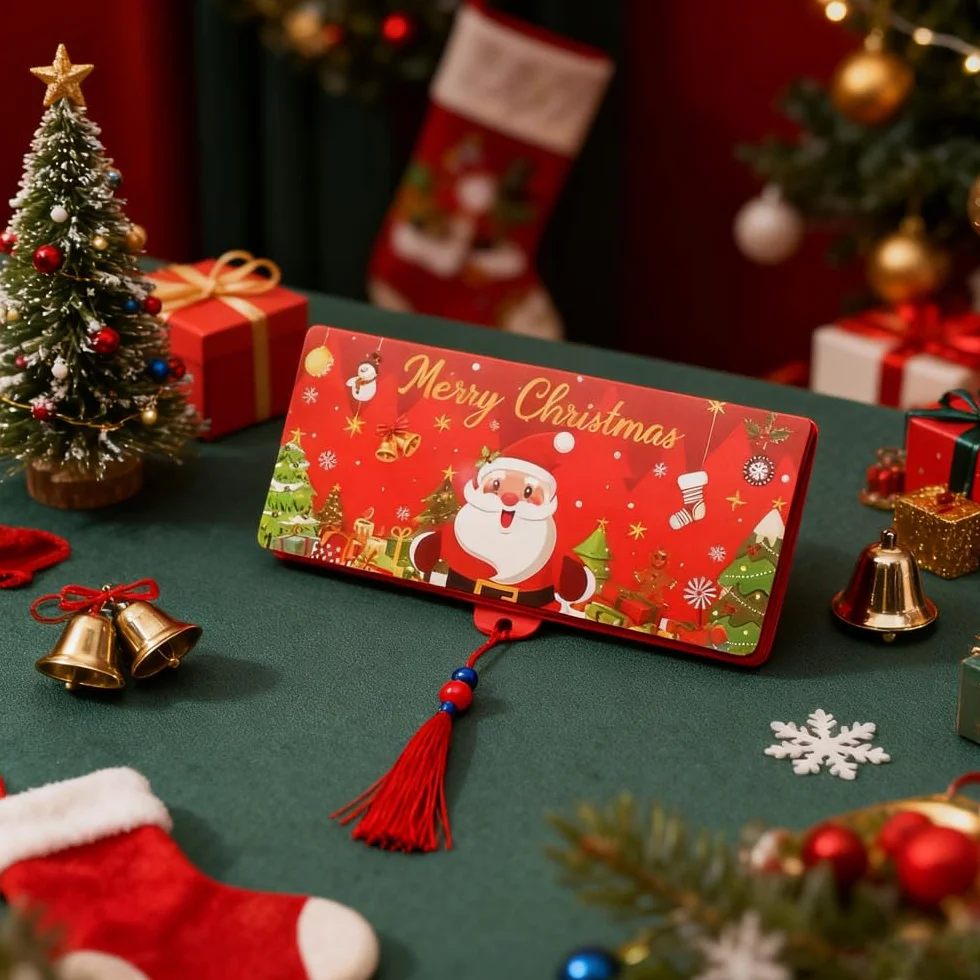 4PCS Soporte para Dinero o Tarjetas de Regalo de Navidad con 10 Ranuras, Porta Dinero de Navidad, Sobre de Birthday Card Sorpresa, Regalos Sorpresa para Adolescentes, Niñas, Niños, Mujeres
