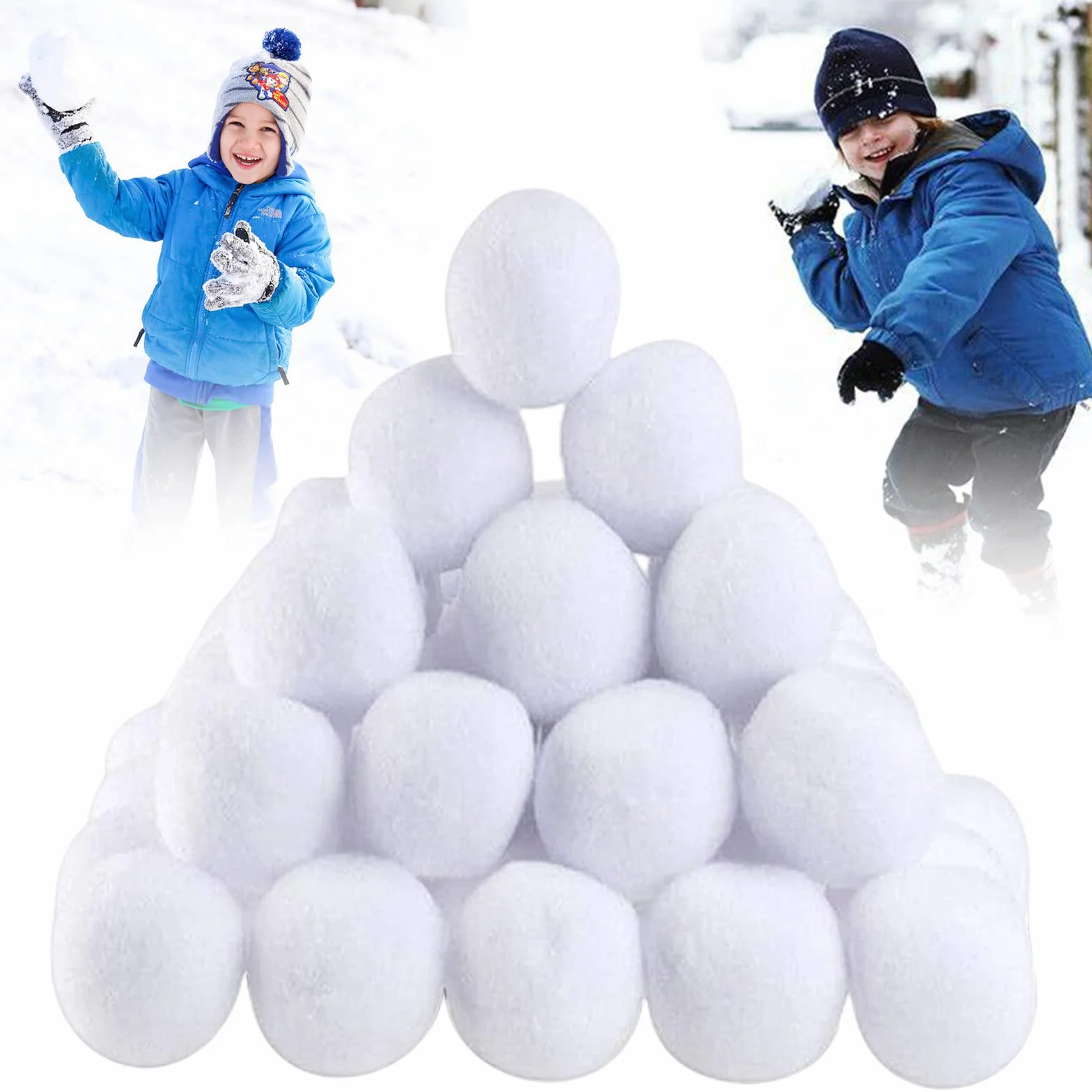 POPOYU 30 Bolas de Nieve Artificiales Realistas de Peluche Blanco 7cm, Decoraciones Navideñas,Bolas de Nieve Falsas para Niños,Juegos de Lucha para Juegos de Invierno,Árboles de Navidad,Niños