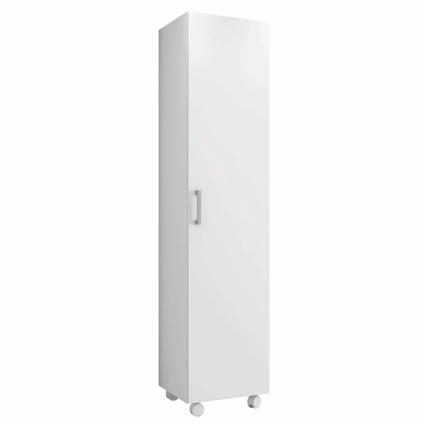 Armario Alto Multiusos Auxiliar con Ruedas 1p Color Blanco 42x183 cm