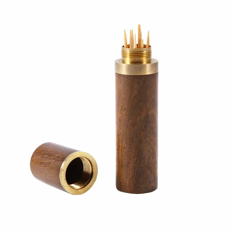 Mondadientes dispensador de madera portátil elegante palillero Tooth Pick Holder Caja