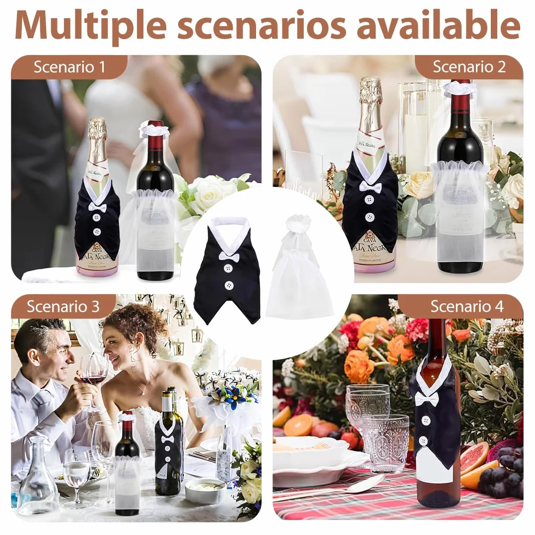 GXGM 2 piezas juego de botellas de vino decoración de boda para parejas