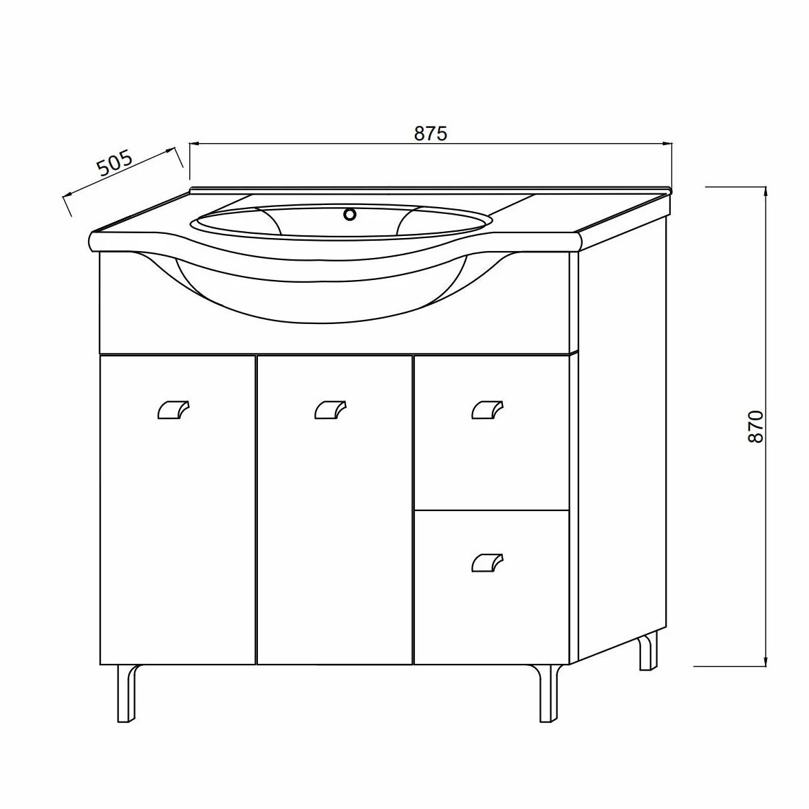Kiamami Valentina - Mueble de baño de 85 cm en el Suelo con Lavabo, Espejo y Armario Colgante en Color Blanco.