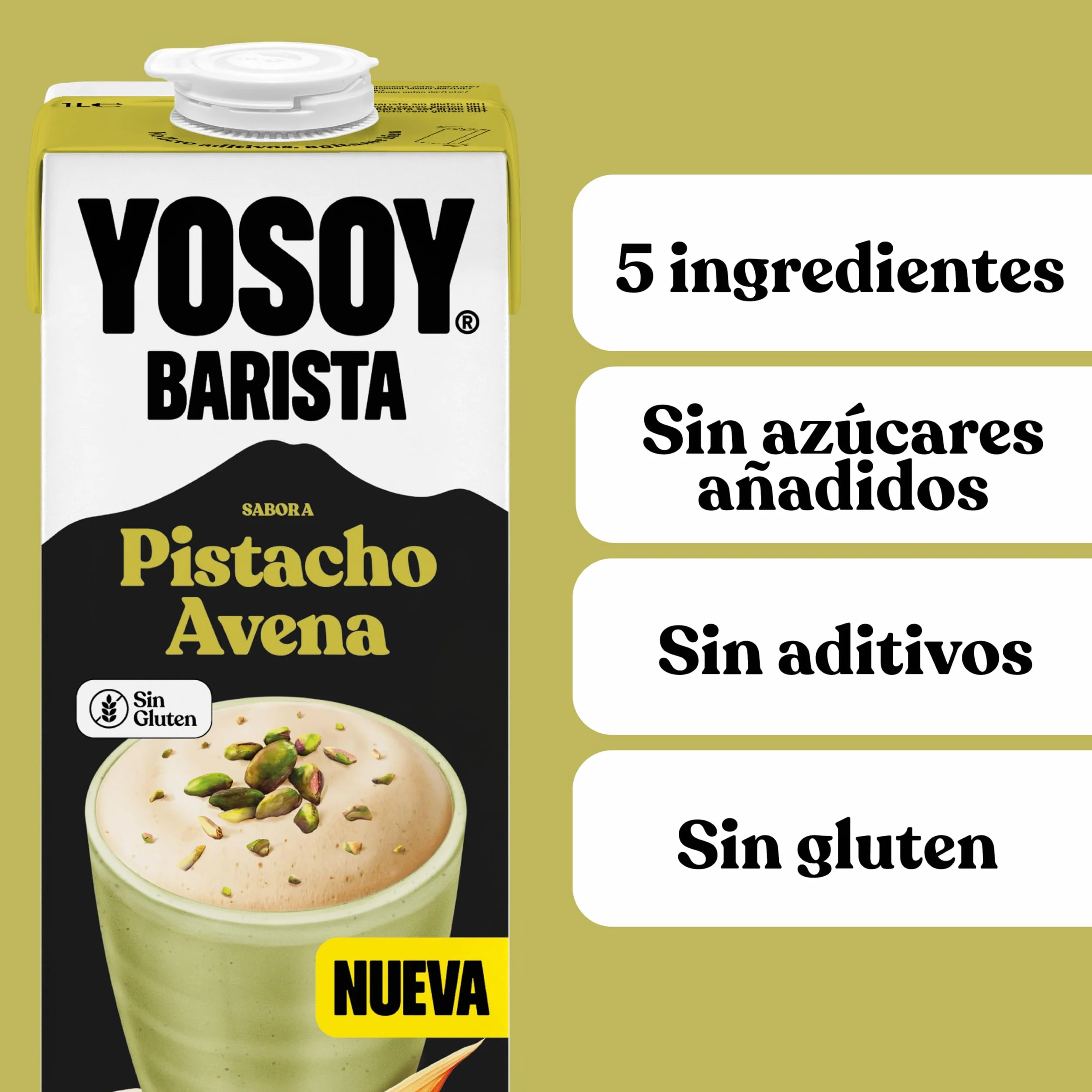 YOSOY Bebida Vegetal Barista Pistacho Avena Pack 6 x 1L
