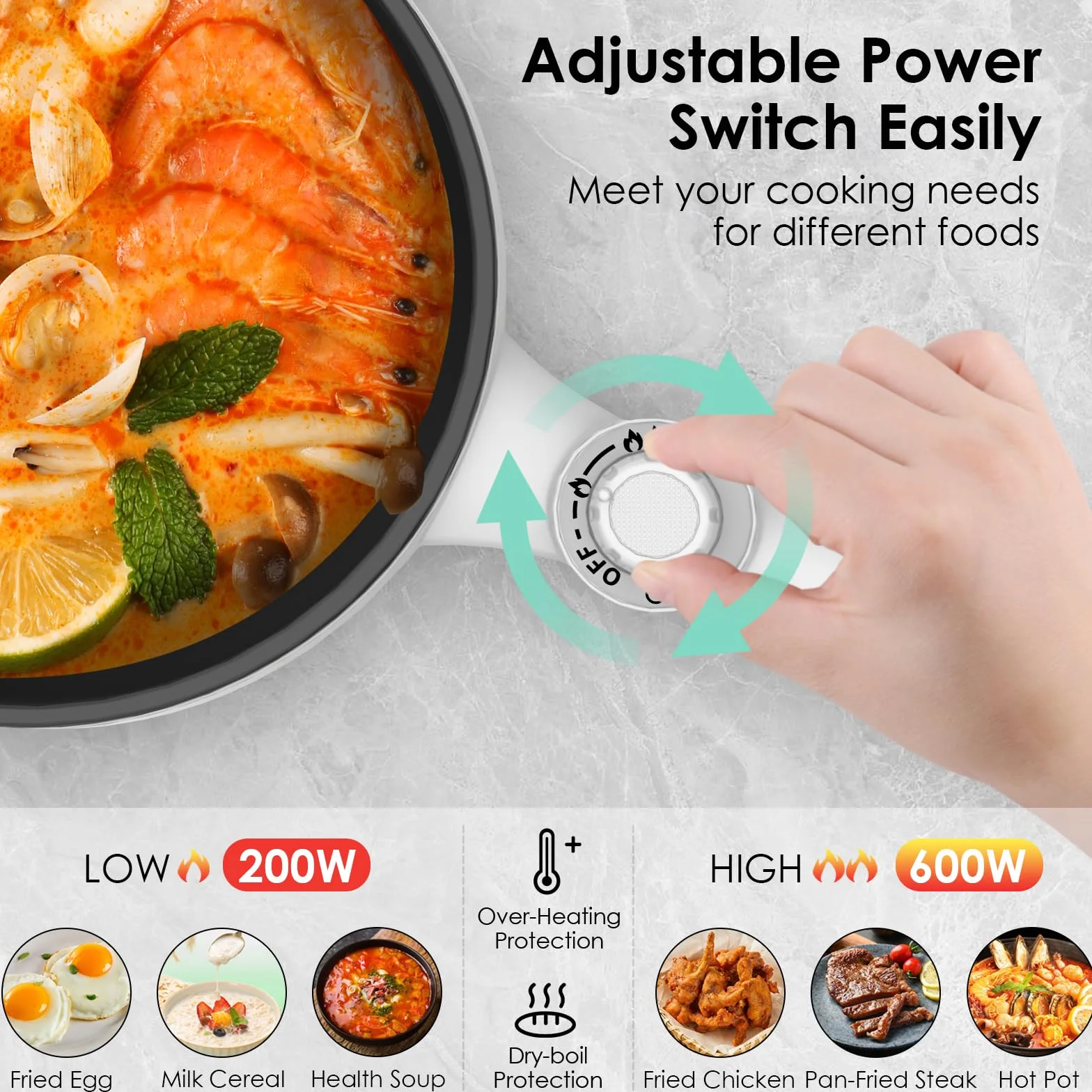Audecook Olla Caliente Eléctrica Mini Sartén 1,7 L Antiadherente Multicocina de Viaje Verde