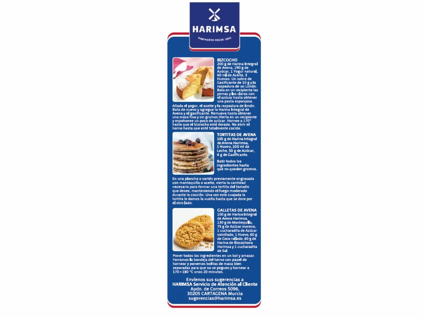 Harina Integral de Avena HARIMSA 400g Fuente de proteínas Beta-glucanos