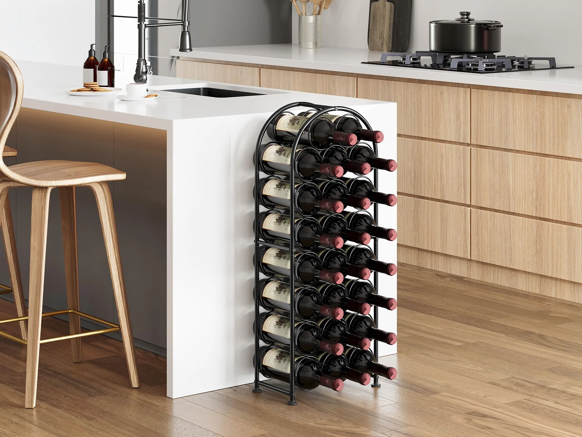 EasyPAG Metal 23 Botellas Botellero Vino Mesa Organizador Vino Almacenamiento Botellas Estantería Vino para Hogar y Cocina,Negro