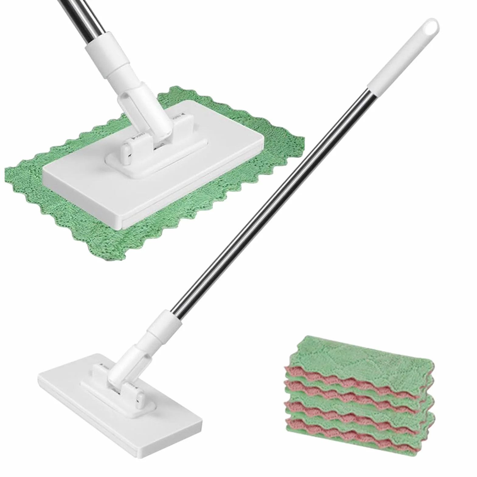 Fregona para Cocina - Paño De Microfibra Sin Necesidad De Lavado con 4 Recambios Reutilizables | Pinza Desmontable para Limpieza Multiusos en Cocina Dormitorio Baño y Pelo Mascotas