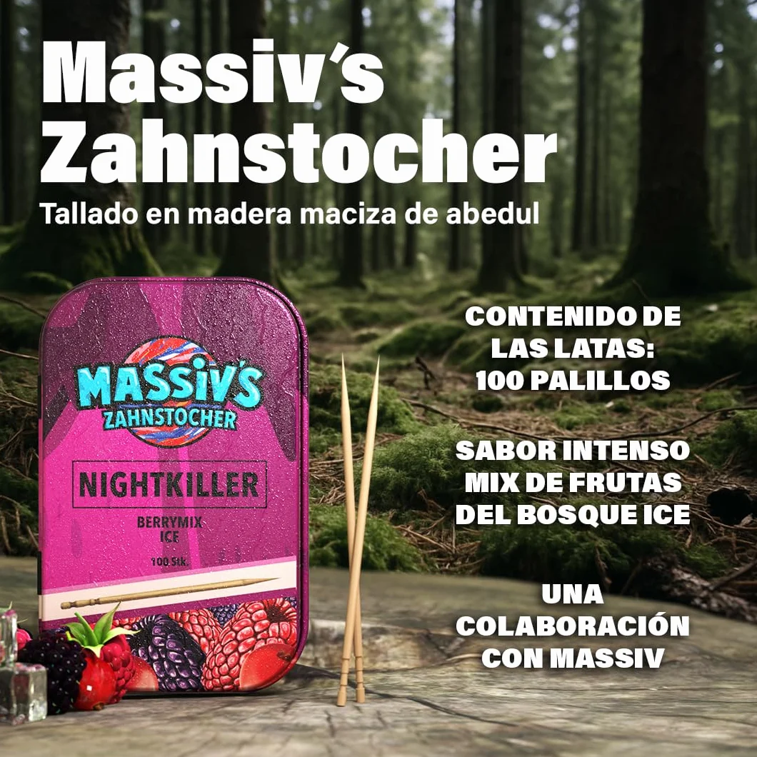 NIGHTKILLER Berrymix Ice Palillos con Sabor 100 unidades Sin Azúcar Caja metálica