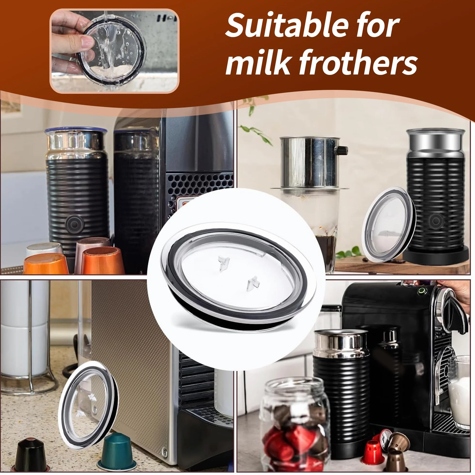 Espumador de leche de repuesto para Nespresso Aeroccino 3 3R - Tapa para espumador de leche 93271 - Sustituye al espumador de leche Aeroccino 3593 3594 (tapa)