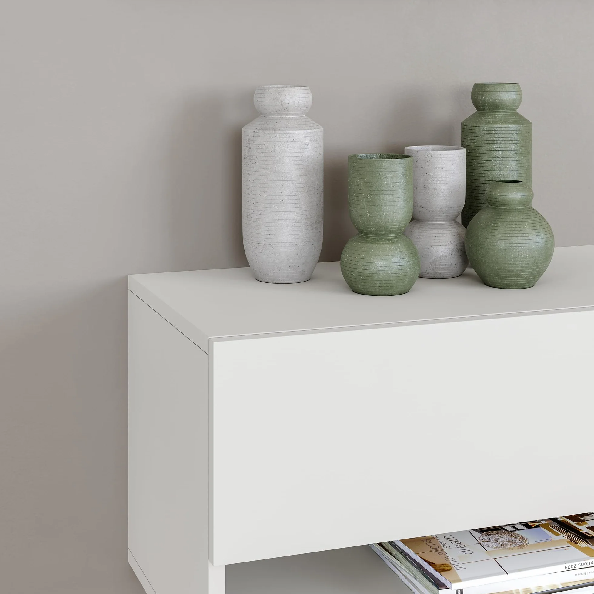 [en.casa] Armario de Pared Halmstad Mueble de TV de Pared 140 x 31 x 30 cm Mesa de Centro Flotante con Compartimentos y 2 Puertas Consola de Pared Blanco