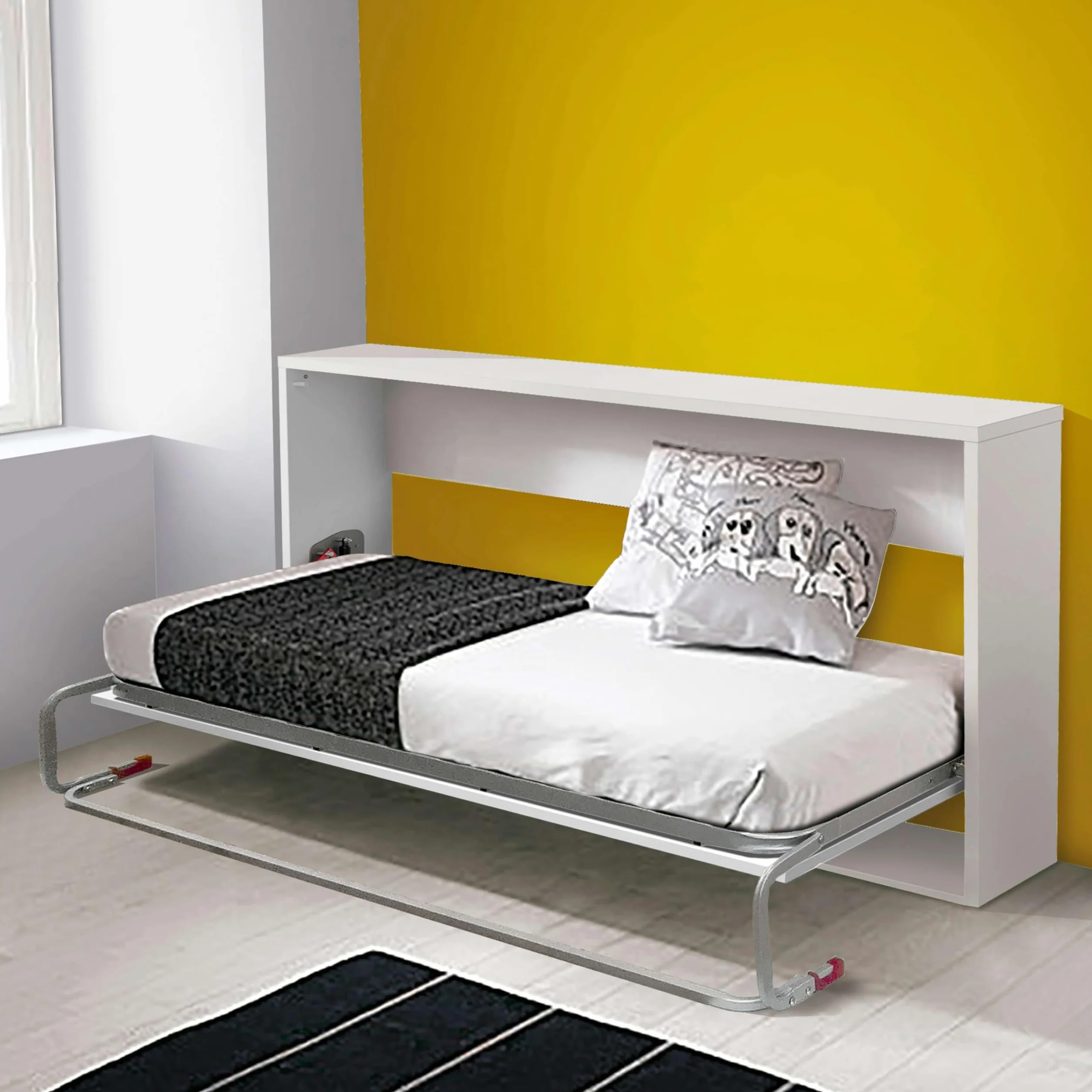 Miroytengo Cama Nido Abatible Dormitorio Juvenil Color Blanco 90x190 cm Mueble Habitación Infantil Moderna (Colchón NO Incluido)