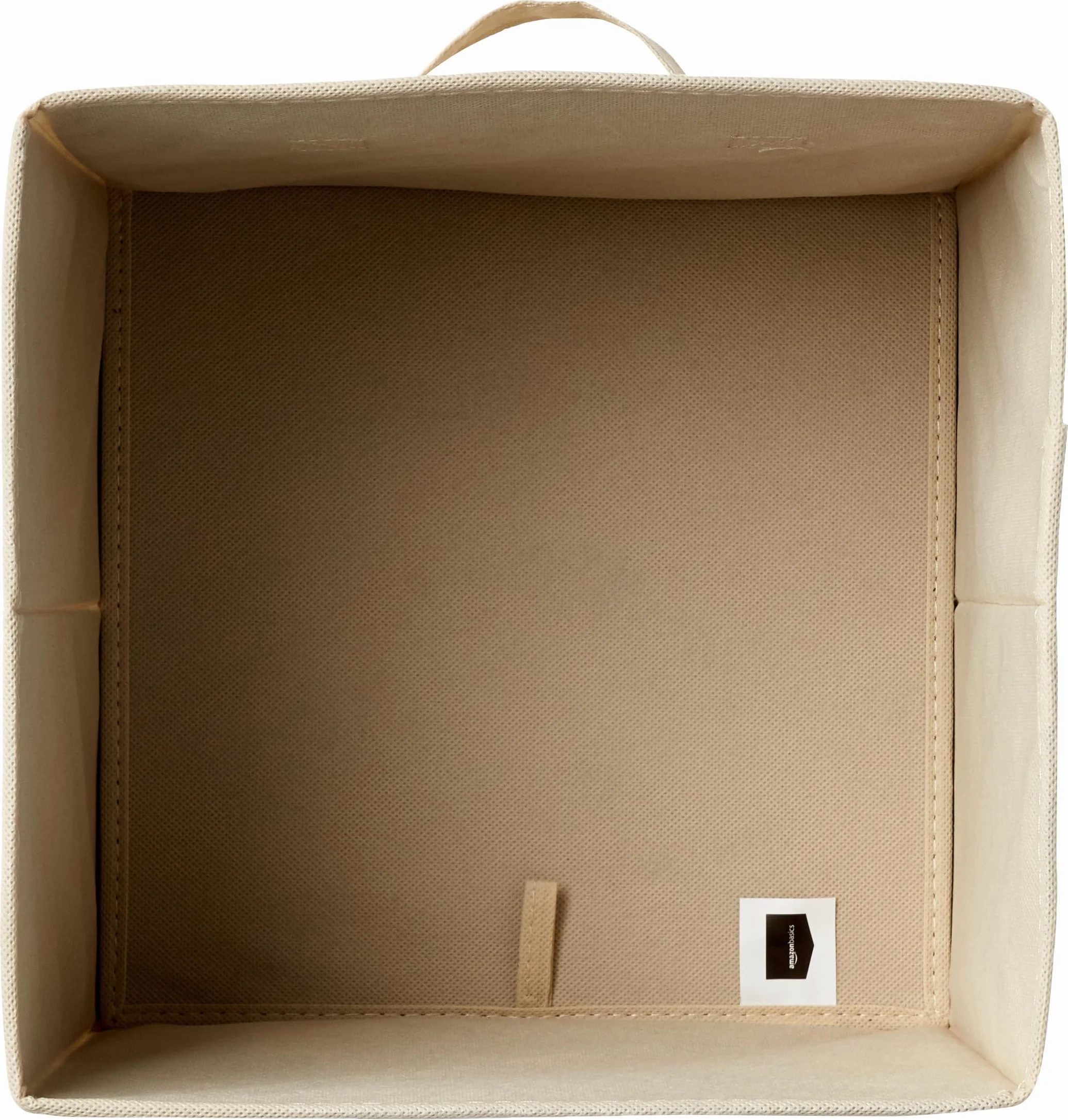 Amazon Basics Cubos de almacenamiento, de tela, plegables, con asas, 33x33x33 cm, color beige, juego de 6