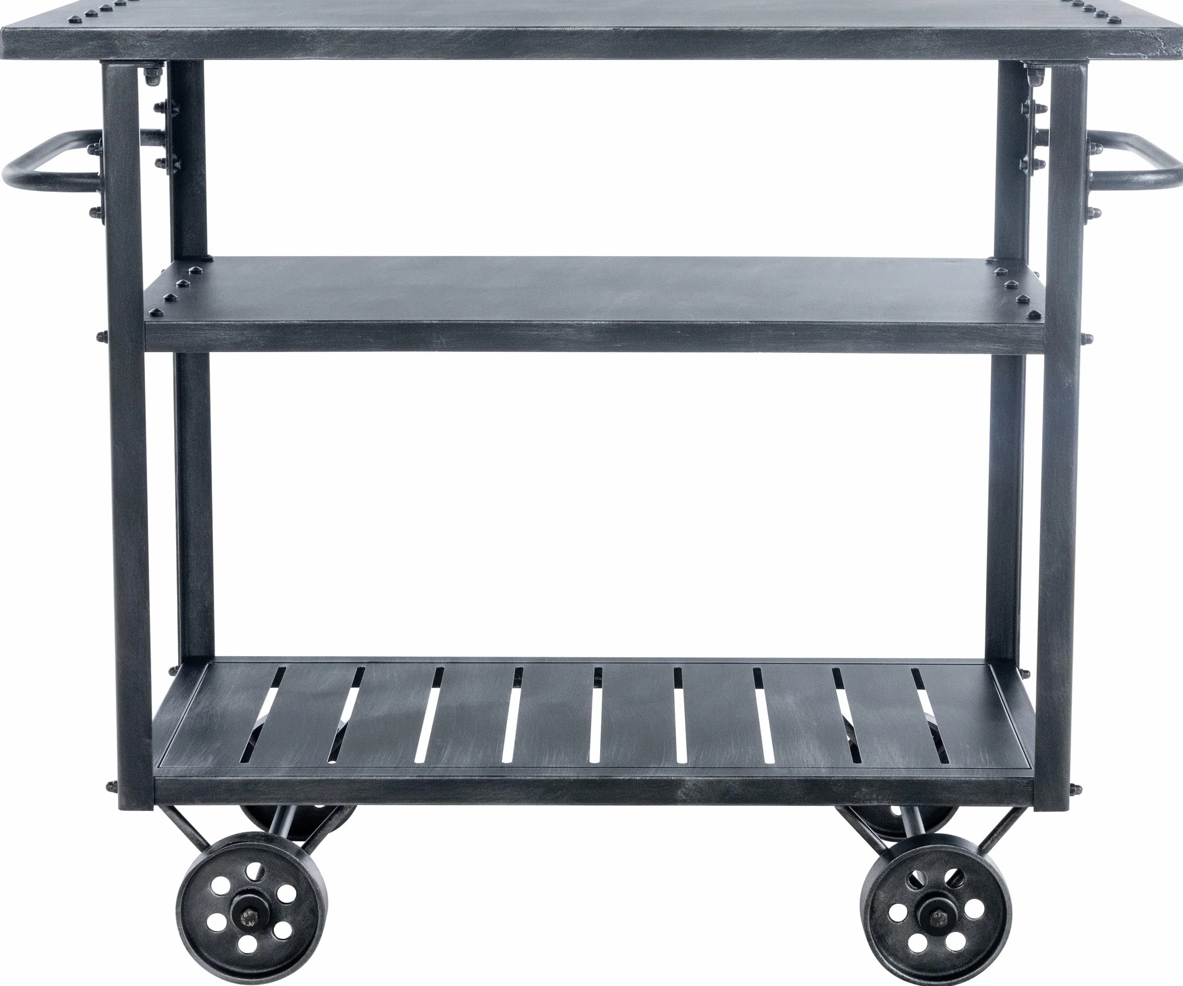 CLP Carro De Servicio Spring Metálico con Ruedas & Asas I Carrito De Cocina con 3 Estantes De Almacenamiento, Color:marrón Plata