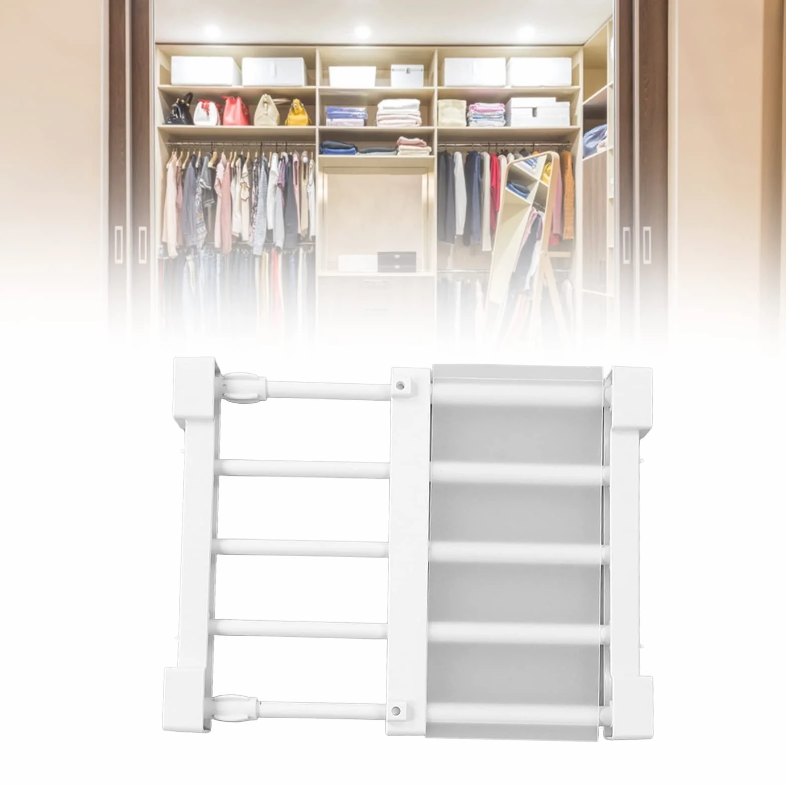 Acuto Estante Ajustable para Armario Sin Clavos, Organizador Extensible Multifuncional de Tensión Ajustable 23-30 cm