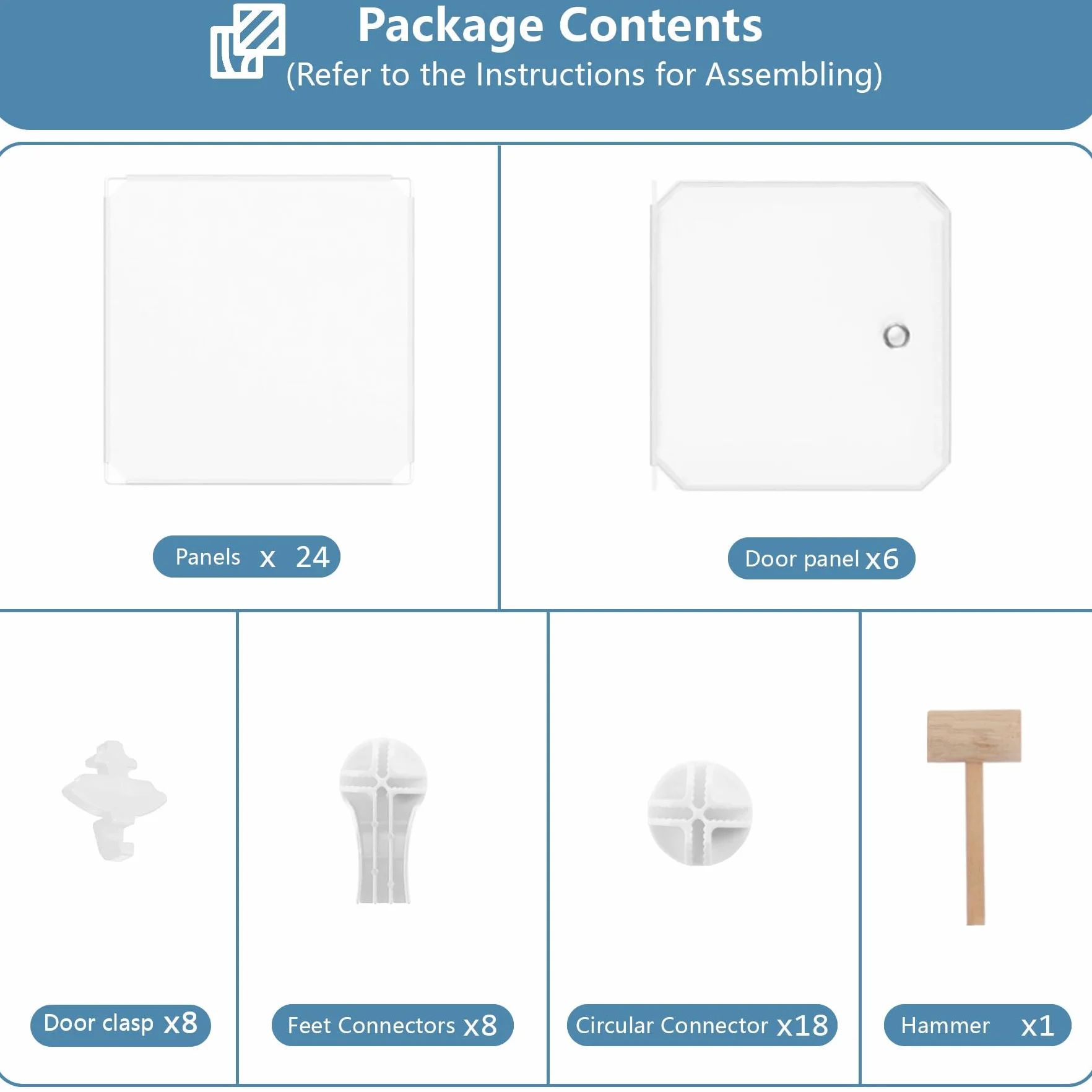 AWTATOS Organizador de Almacenamiento de 6 Cubos con Puertas, Estante Modular Apilable Blanco