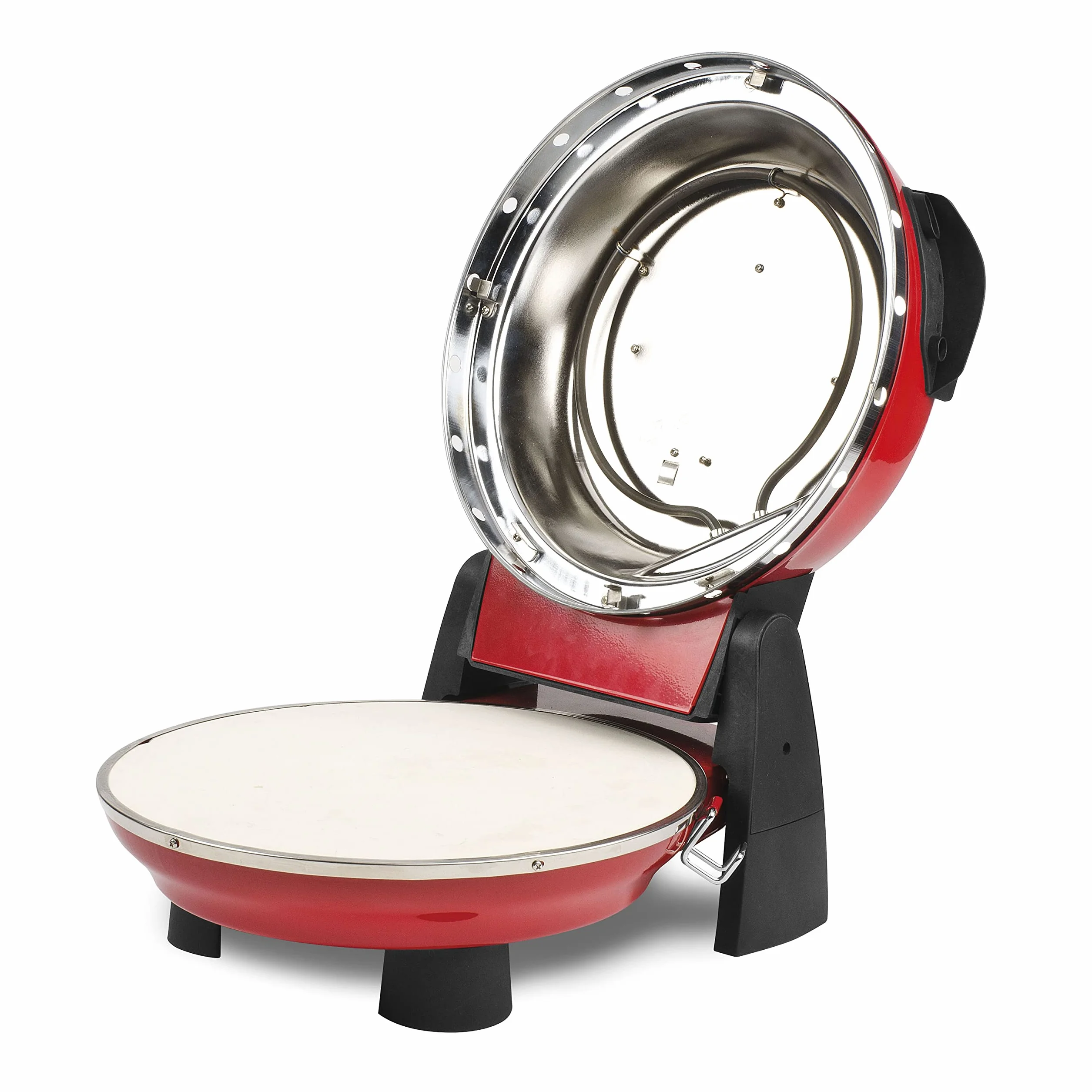 G3 Ferrari G10032 Horno Eléctrico para Pizza 400°C Doble Piedra Refractaria 31 cm Acero Inoxidable 1200 W Rojo