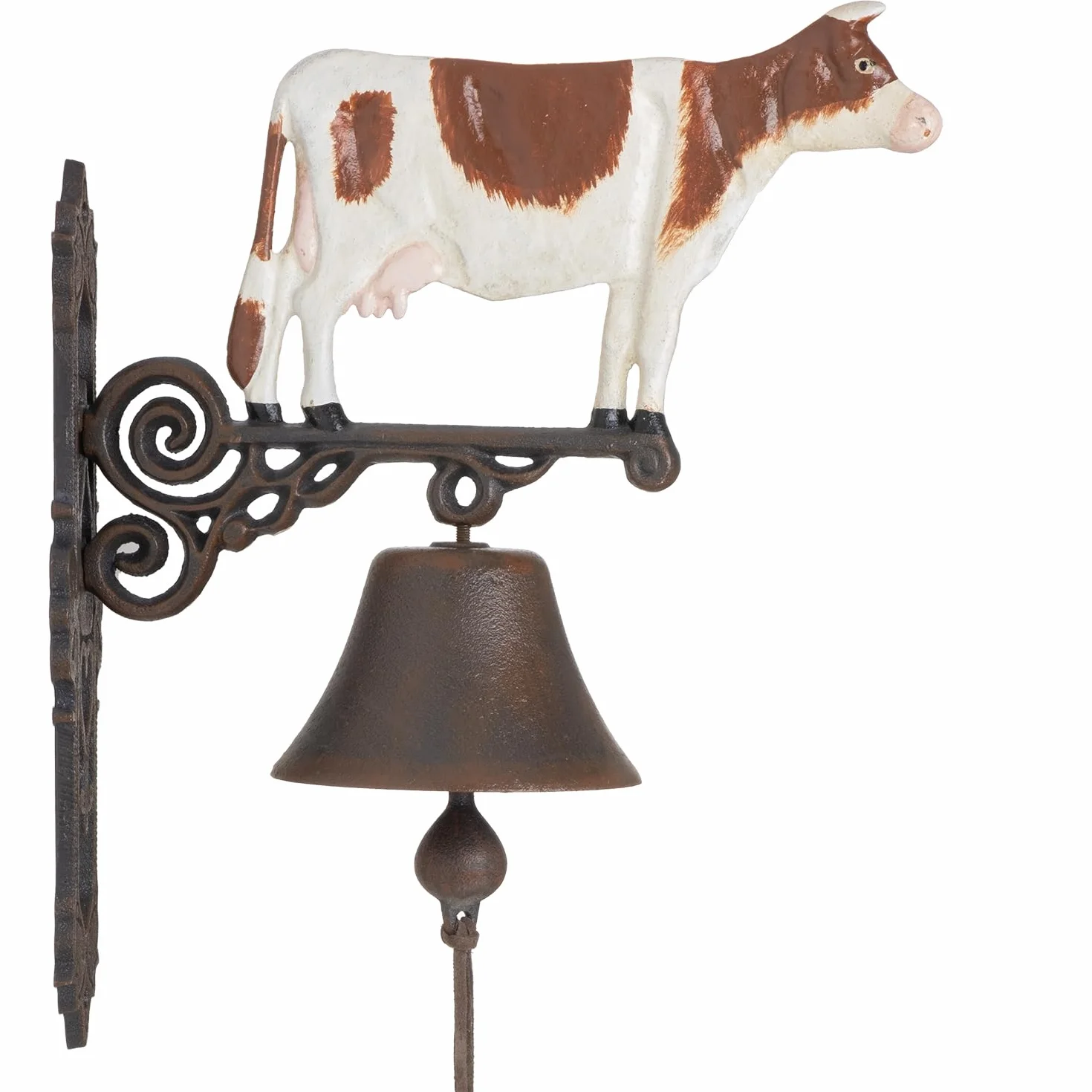 Moritz - Campana de Pared de Hierro Fundido, diseño de Vaca, Color marrón y Blanco