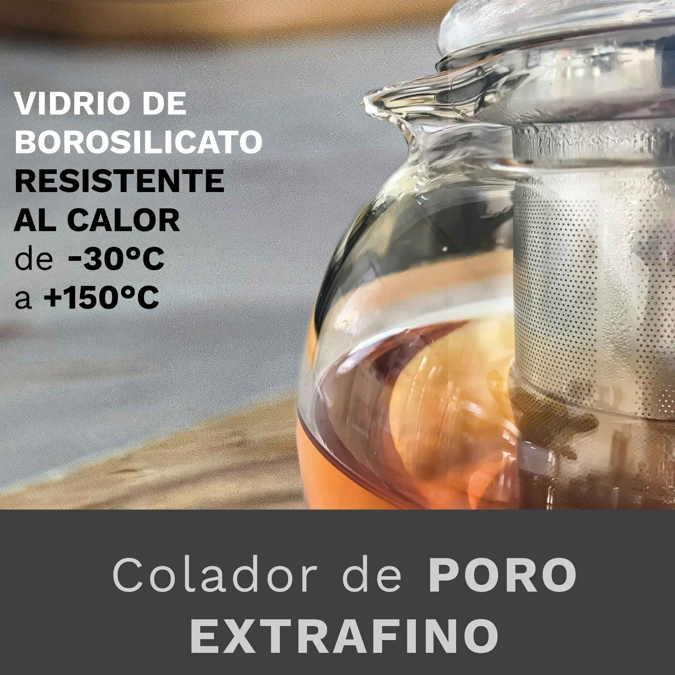 Creano Tetera de Vidrio de Borosilicato 1,7l con Filtro de Acero Inoxidable Extraíble y Boquilla Antigoteo para Té en Rama y Flores de Té