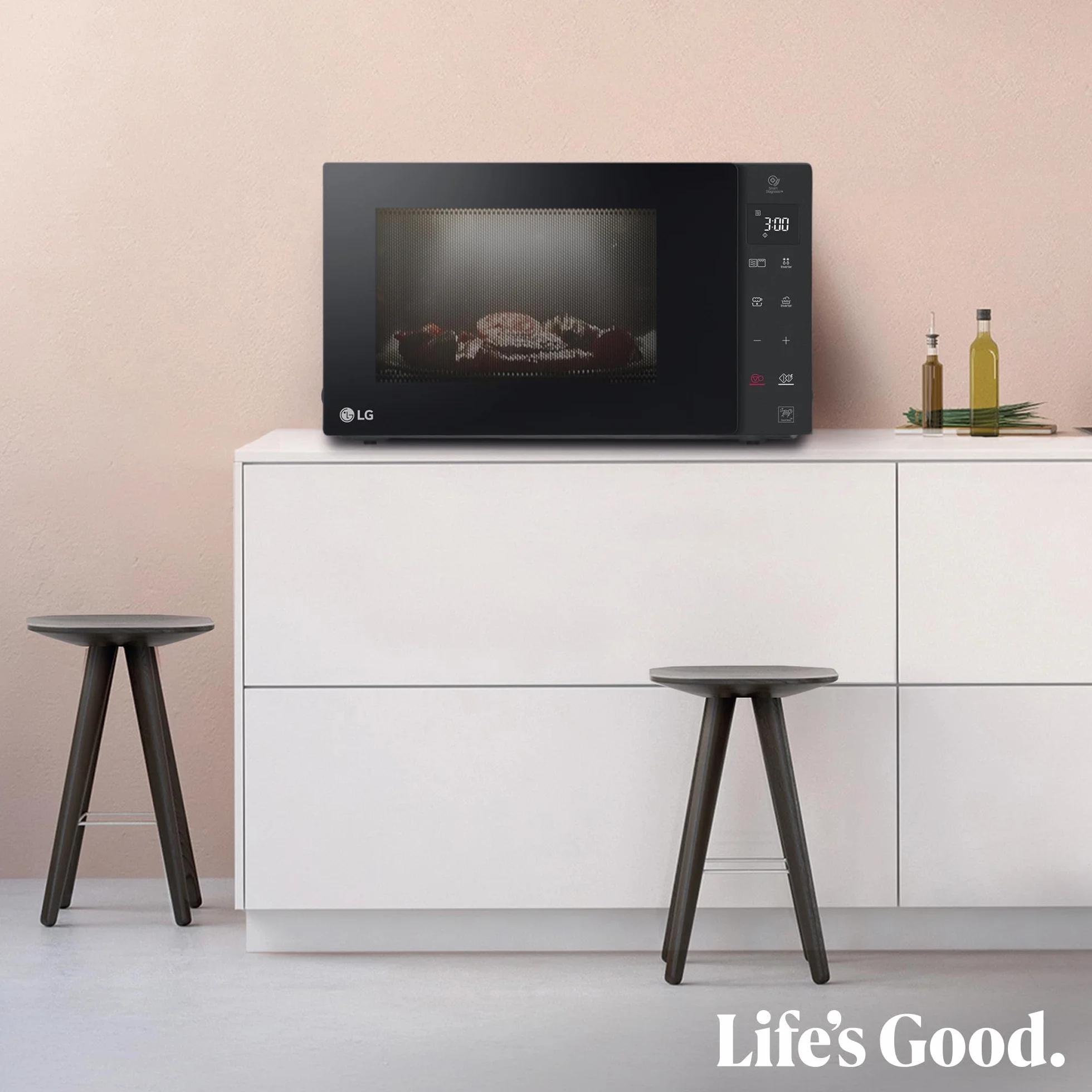 LG MH7235GPS - Microondas con Grill 2 en 1, 32L, Smart Inverter 1200 W, Panel Táctil y Giratorio, Cocina Rápida y Uniforme, Display LED, Easy Clan, Ahorro Energético, Negro