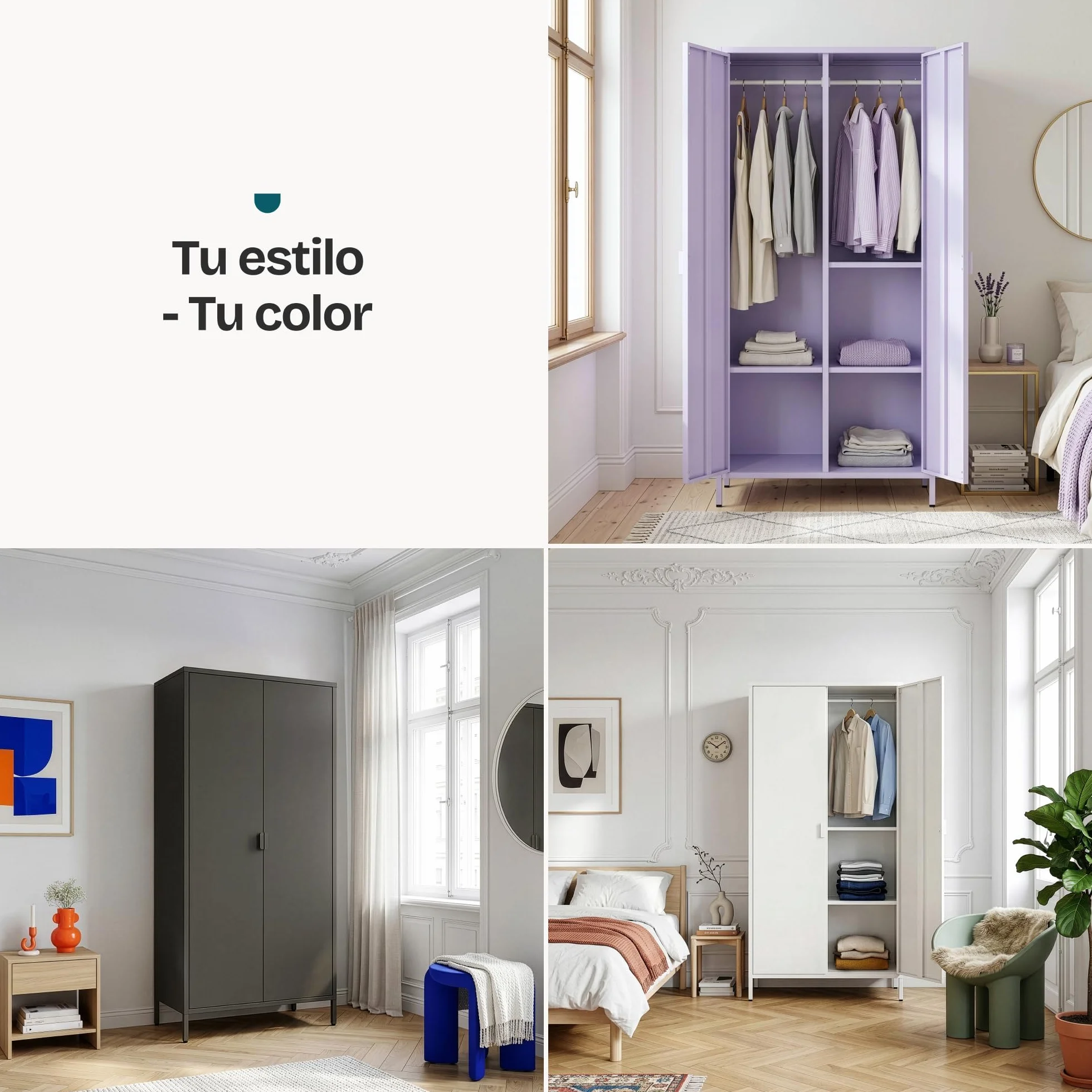 [en.casa] Armario Dormitorio Esteli con 2 Puertas 2 Percheros 4 Estantes Regulables Armario Ropero Clóset para Dormitorio Vestidor Acero 170 x 80 x 45 cm - Amarillo