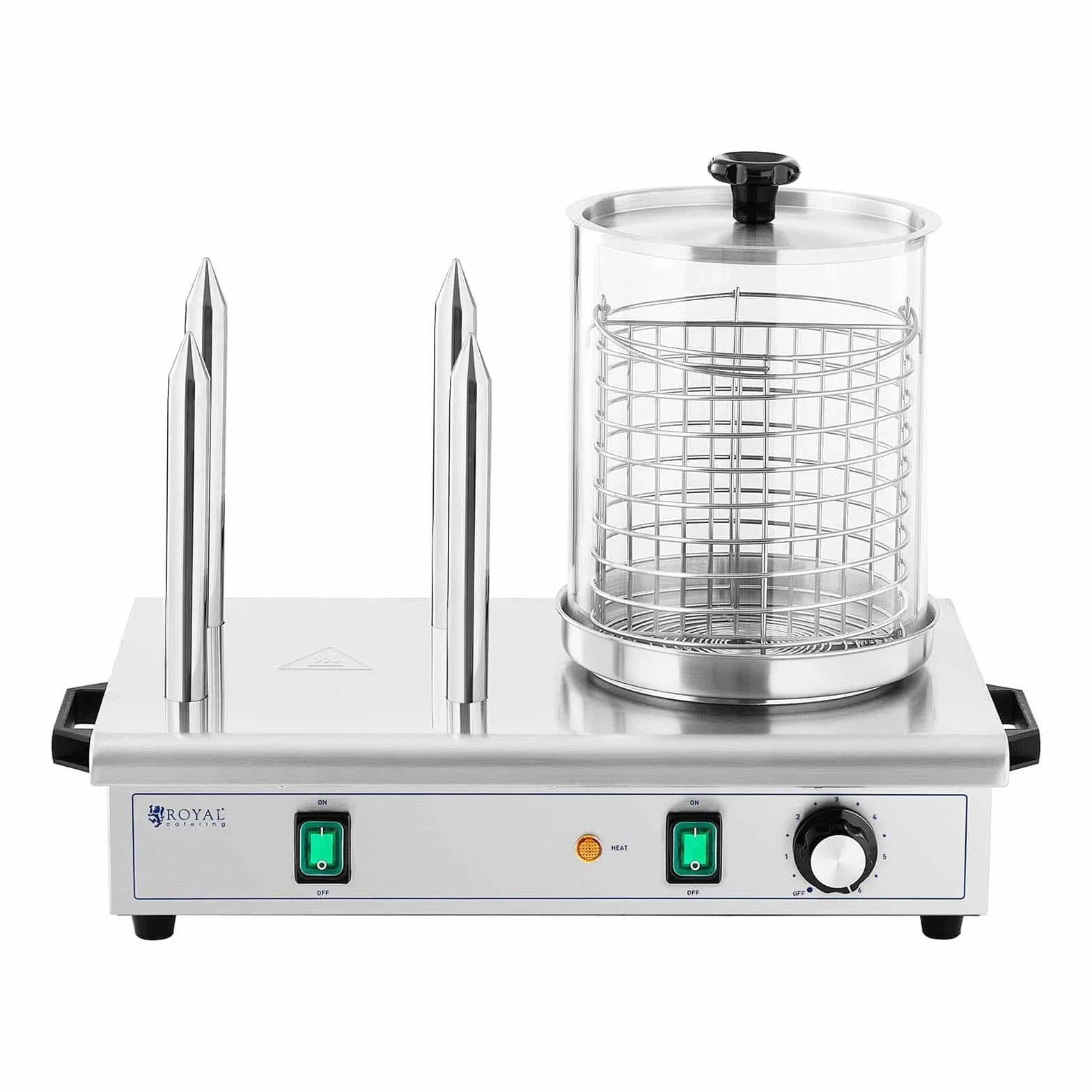 Royal Catering RCPHW 650 Máquina de perritos calientes 550 W 4 Heizspieße máquina de Hot Dogs aparato para perritos calientes aparato para Hot Dogs máquina para hacer Hot Dogs