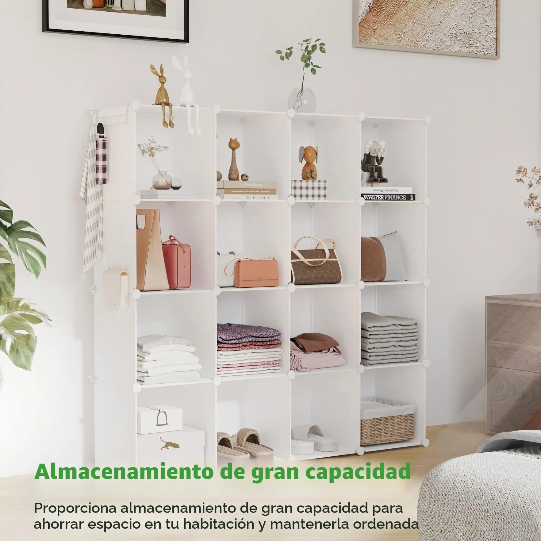 C&AHOME C&HOGAR Organizador de Almacenamiento en Cubos 16 Cubos 48.4 L x 12.4 W x 48.4 H Armario