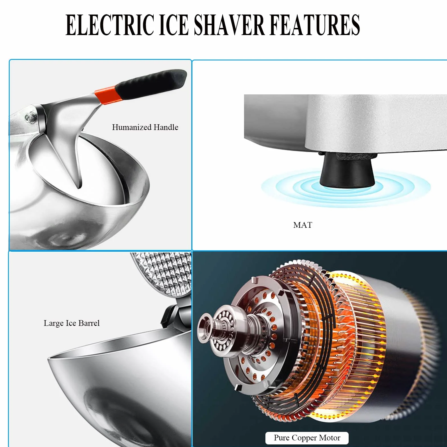 Picadores de Hielo Eléctricos SHILINTONG 340W Doble Cuchilla 65 kg/h