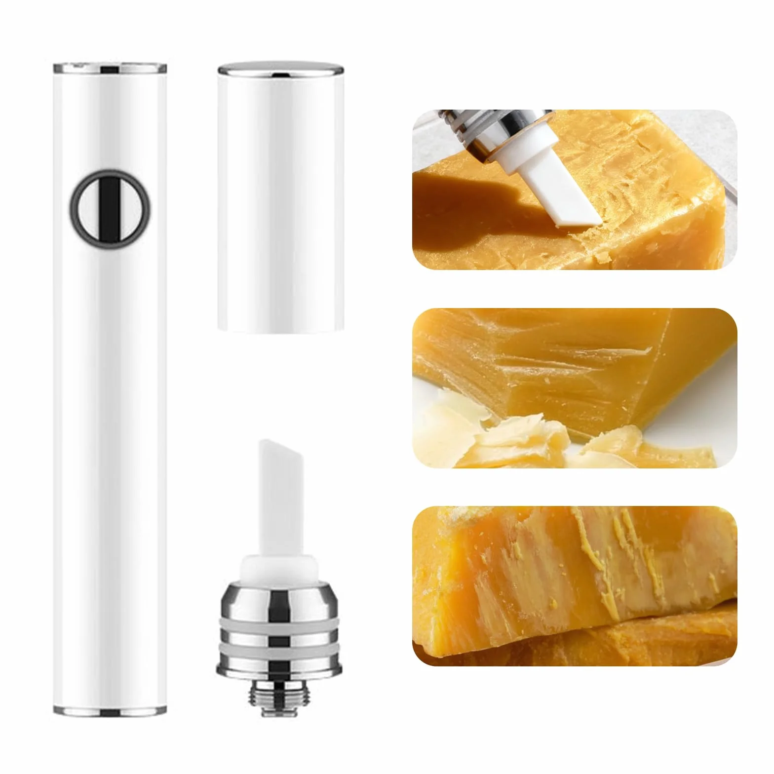 Cuchillo de cerámica caliente, cuchilla calefactora de cerámica 510, herramienta eléctrica para dabs, accesorio portátil para cortar cera, recargable para extracción y dispensación de cera (blanco)