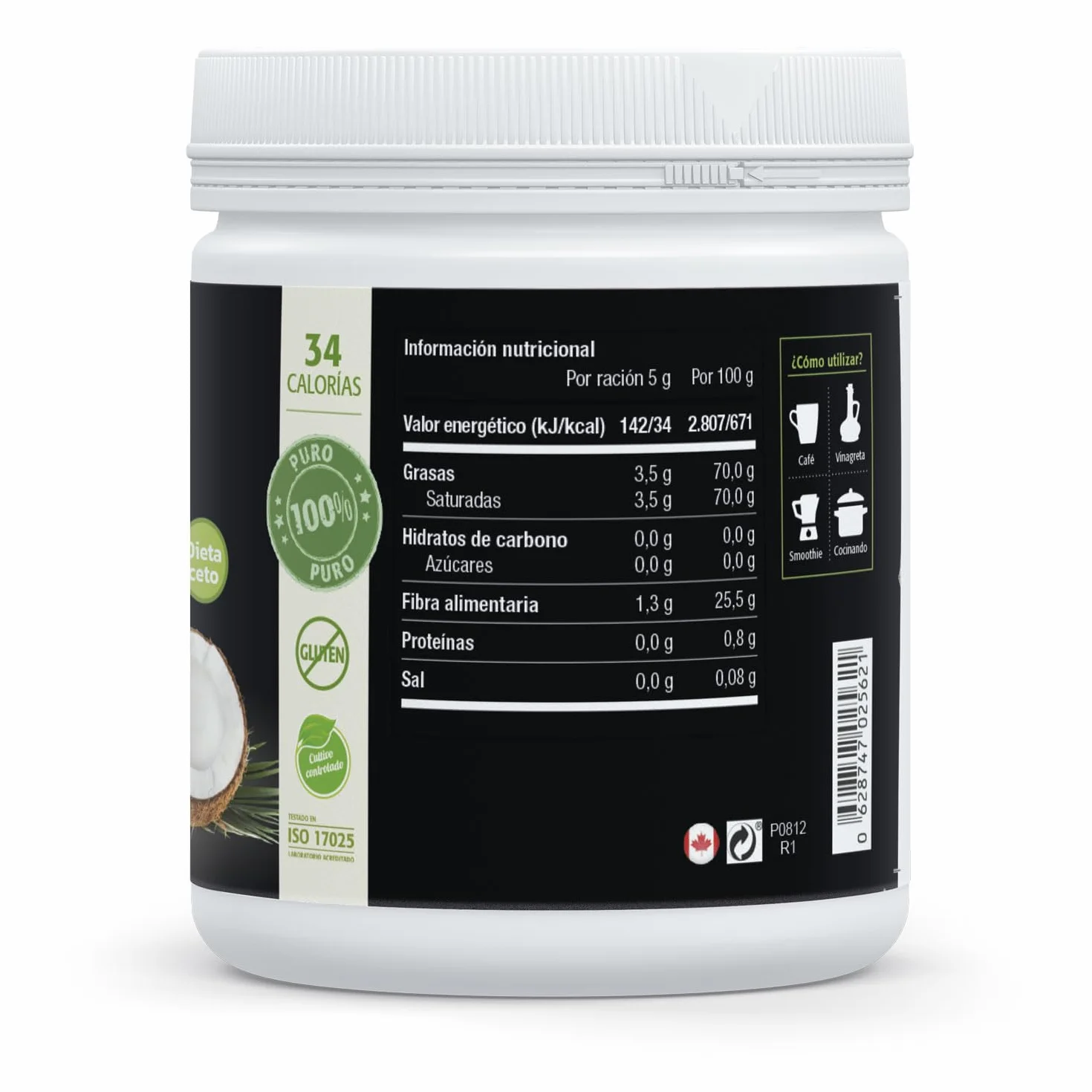 SURA VITASAN MCT de Coco en Polvo 70% Triglicéridos de Cadena Media C8 y C10 con Goma de Acacia Suplemento Keto