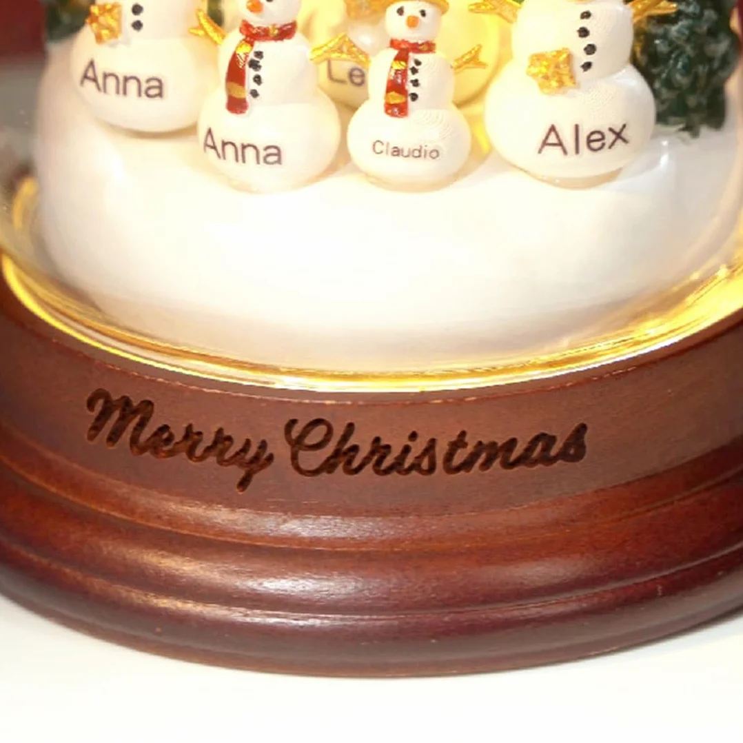Bola De Nieve Cristal Navidad Nombre Personalizado con luz LED,Personalizable Muñecos Globos de Nieve Decoración del Hogar, Lámpara de Escritorio, Regalos para Niños Mamá y Papá (Luz de Noche)