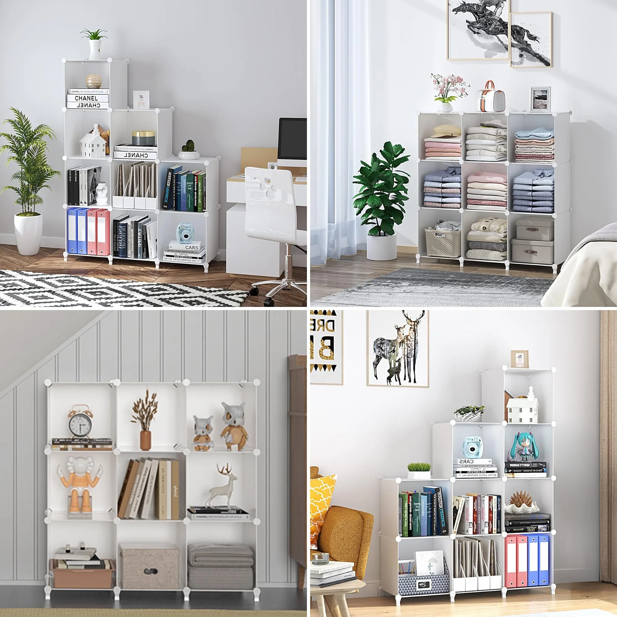 Estantería Modular 9 Compartimentos Blanco Plástico Armario Ropero