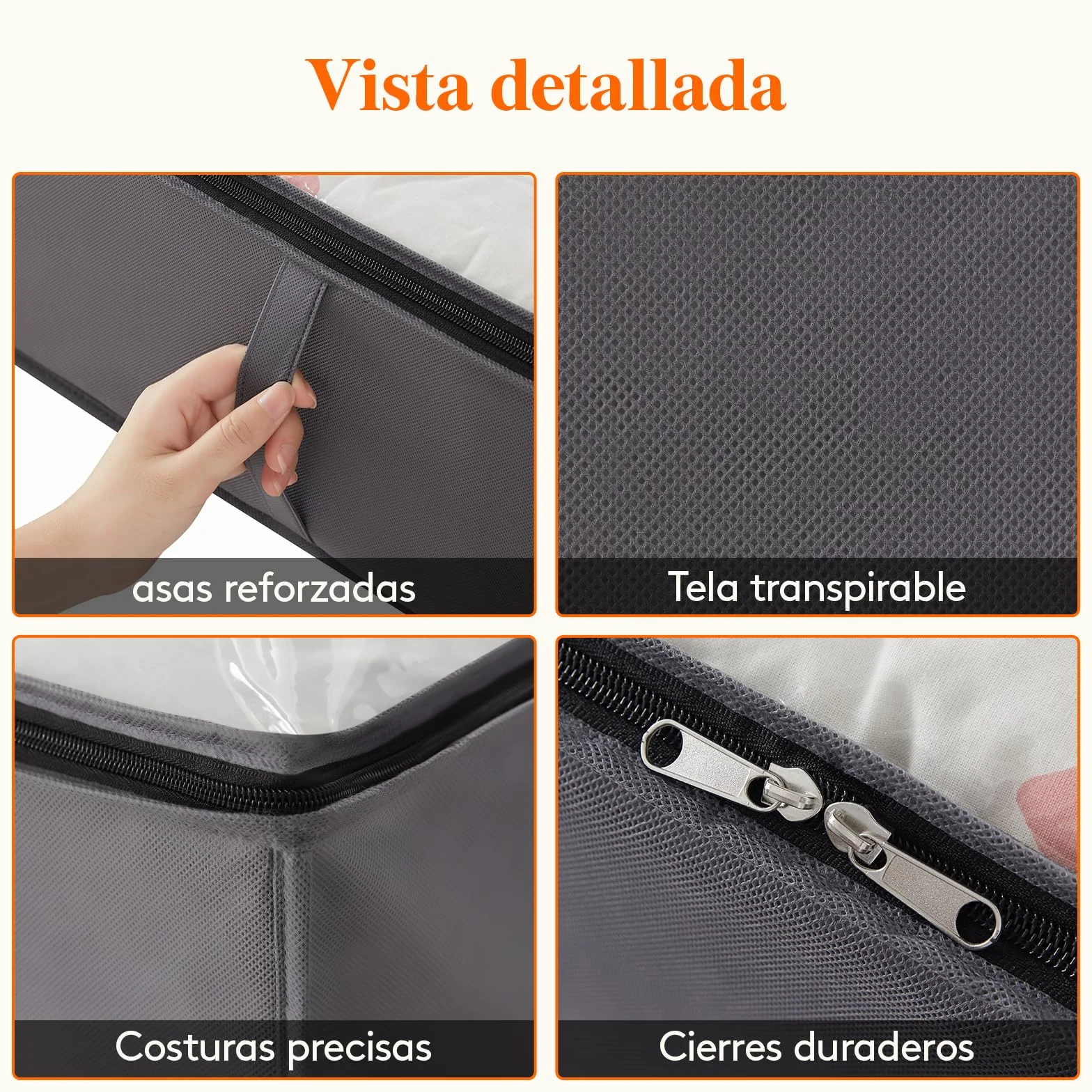 Lifewit Bolsas almacenaje ropa debajo cama, Cajas gran capacidad asa reforzada, organizadoras plegables mantas ropa, Gris 90L 4 Piezas