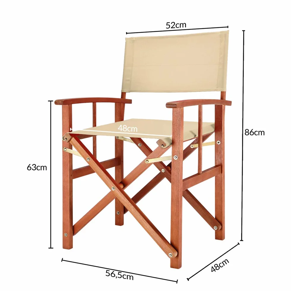 Casaria 2X Sillas de Director Antracita Cannes Madera de Eucalipto Certif FSC Silla de Jardín Plegable Exterior