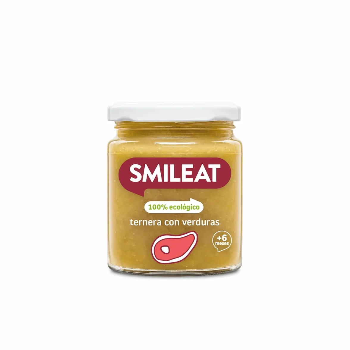 Smileat Tarrito Ecológico Ternera con Verduras 230 g para Bebés desde 6 Meses sin Gluten