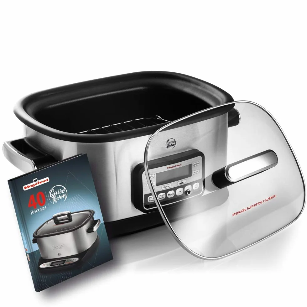 Magefesa Guisotherm - Olla Eléctrica de Cocción Lenta Multifunción 6L, 1200W, Funciones Freír, Vaporara, Grill, Recipiente Extraíble Antiadherente