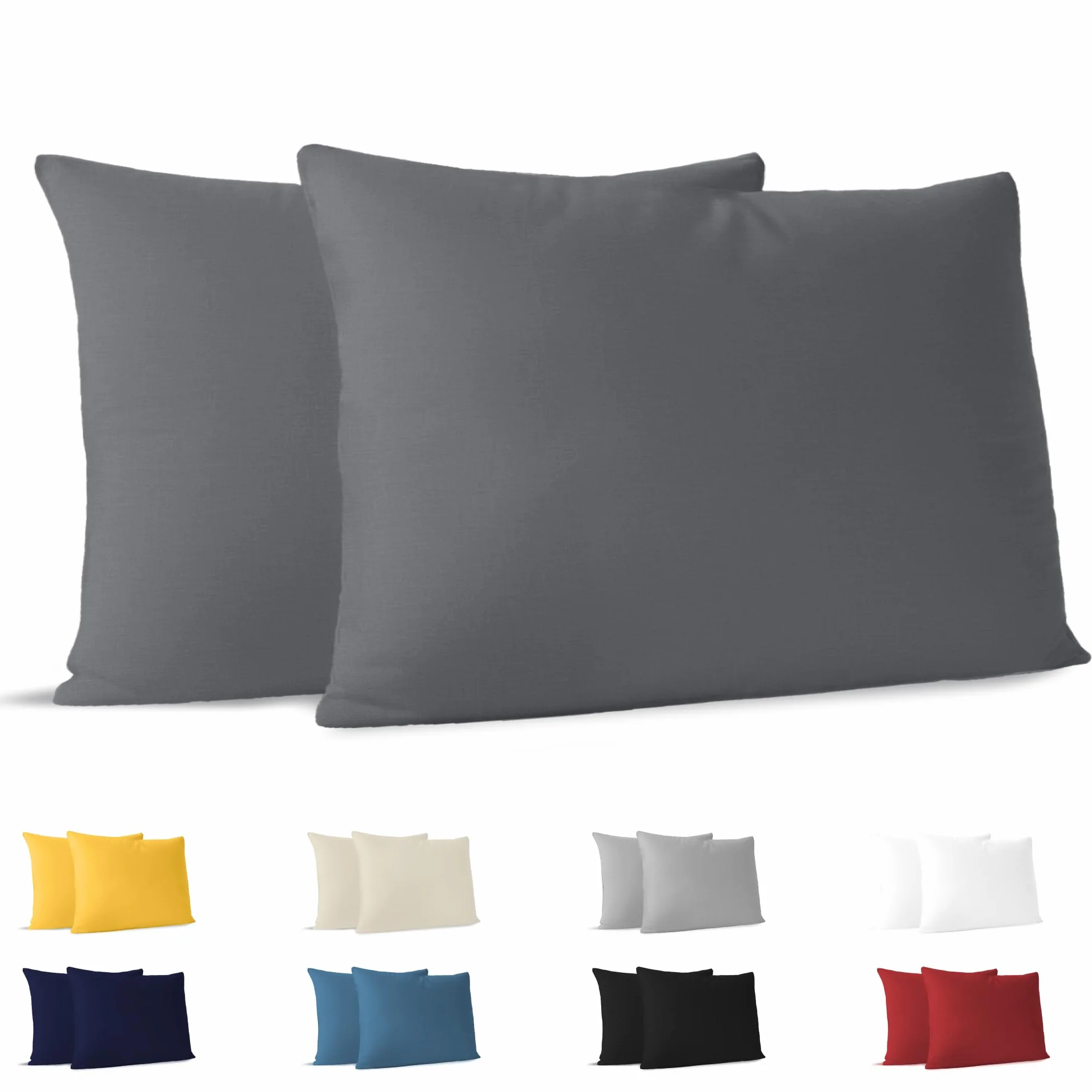 Funda Almohada 30x50 Algodon Jersey Antracita Juego de 2 Protector Cama