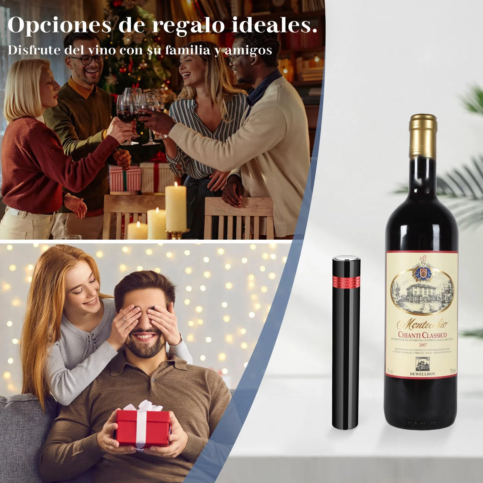 Elegear Sacacorchos Profesional Aleación de Aluminio, Abridor de Vino Aire Comprimido, Rojo